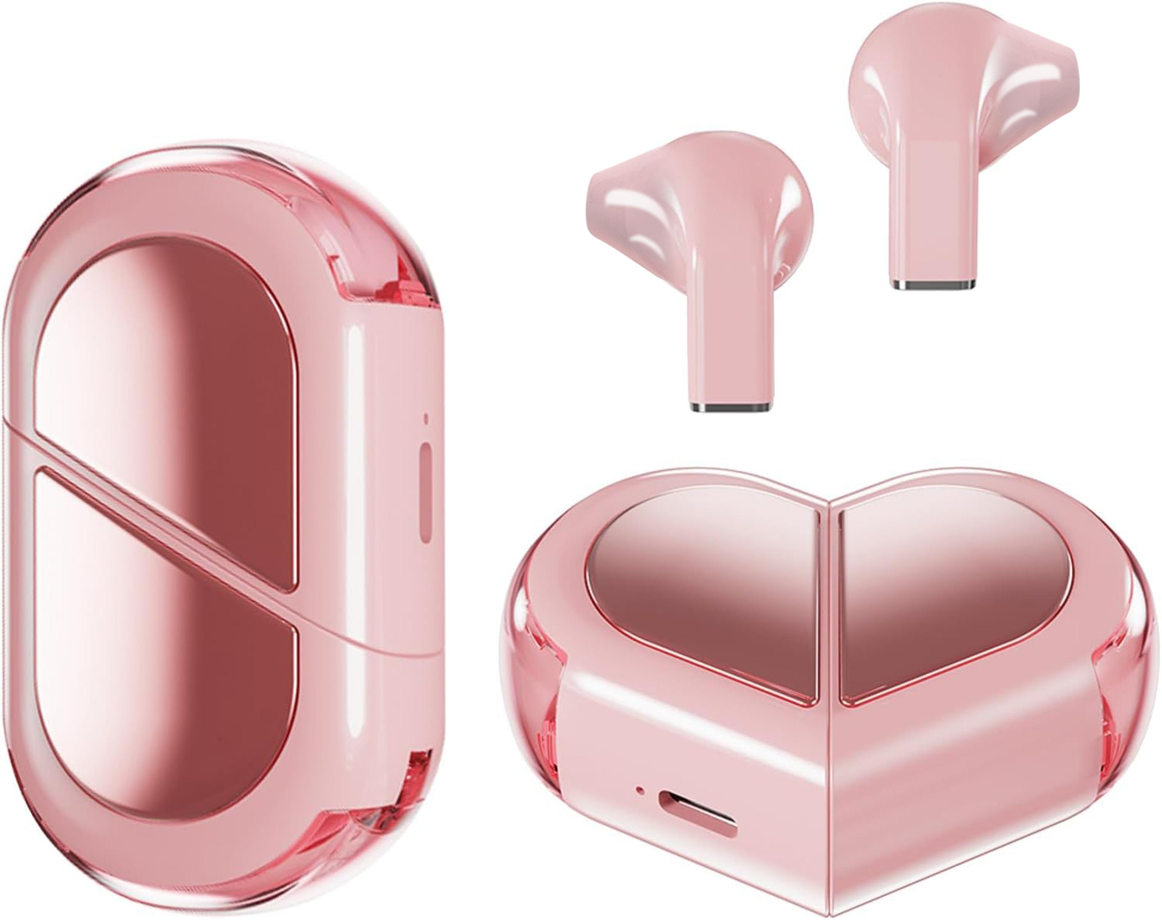 heart wireless earbuds for girls cute bluetooth earbuds with hifi stereo & touch control