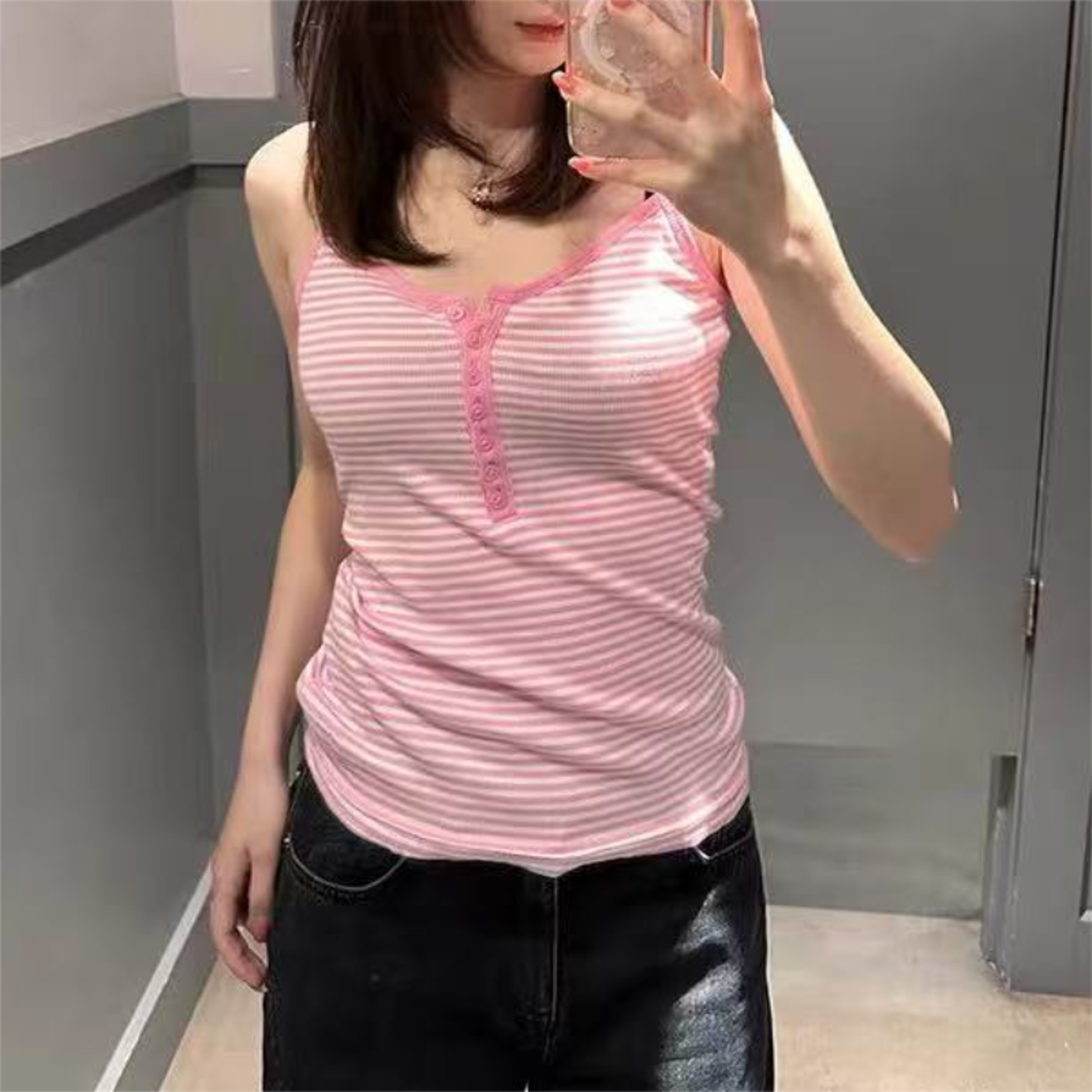 striped backless tank top for women soft summer camisole with spaghetti straps