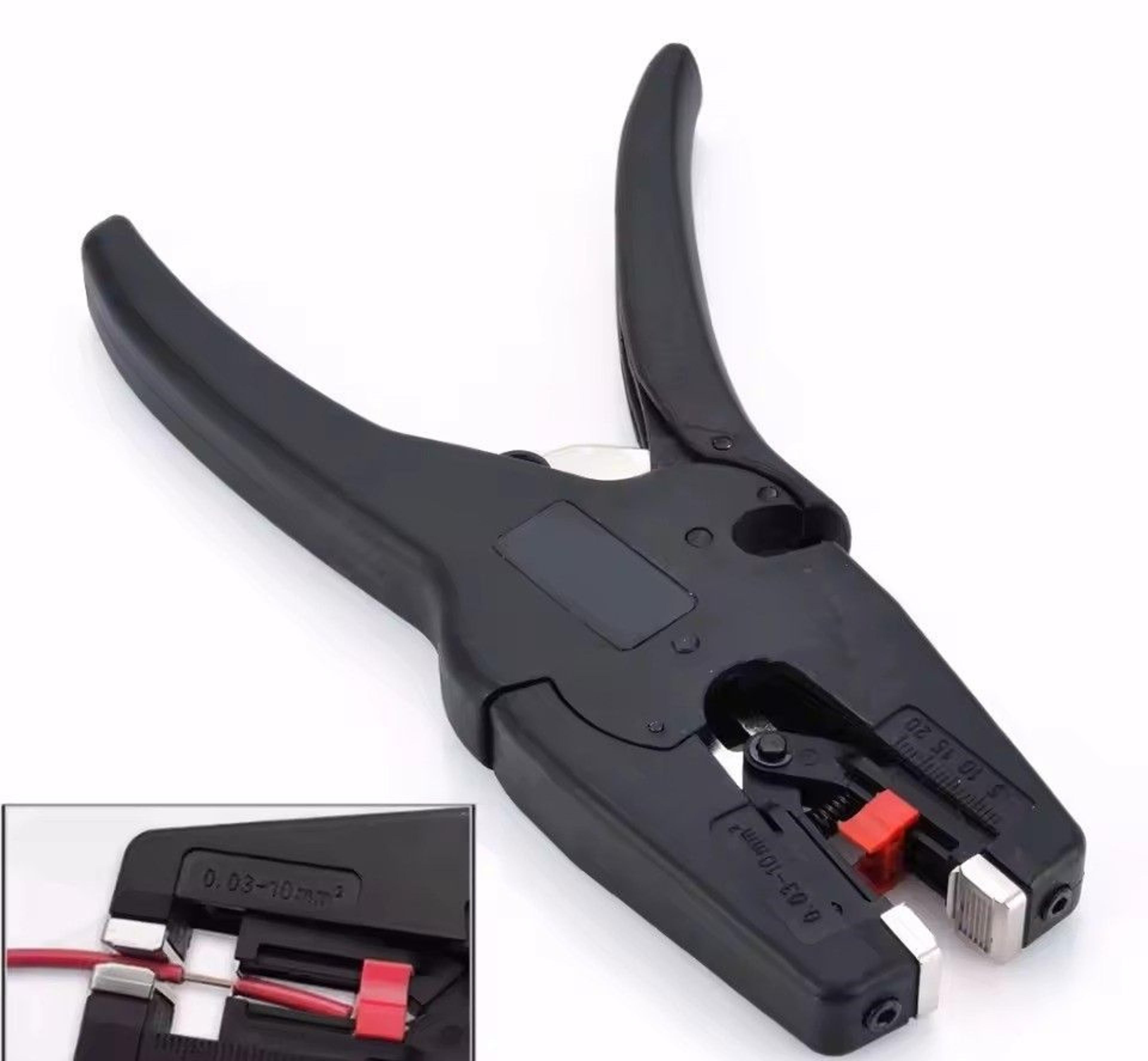 self-adjusting wire stripper & wire crimping tool for fast, precise electrical repairs