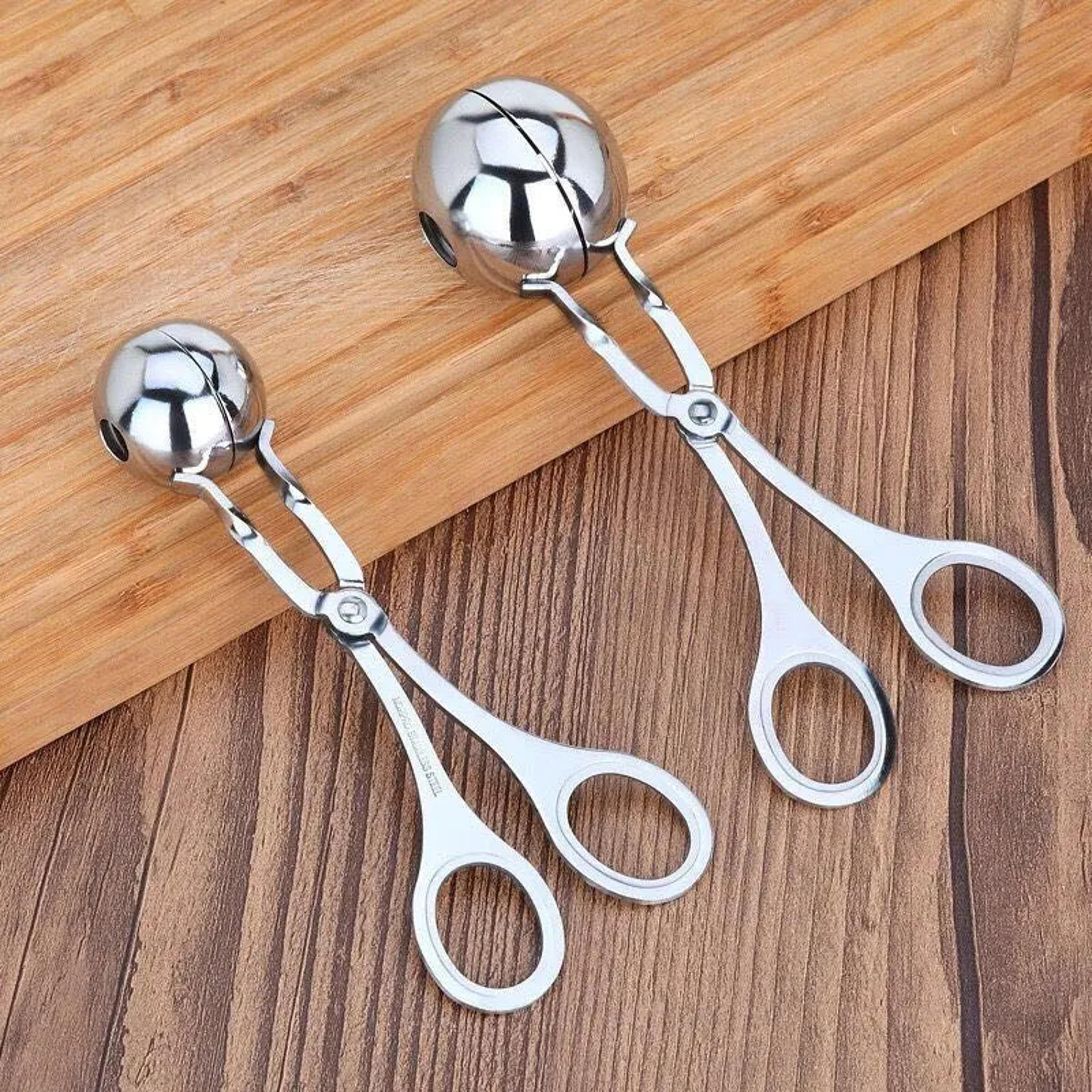 stainless steel meatball maker tongs with non-stick scoop & detachable anti-slip handles