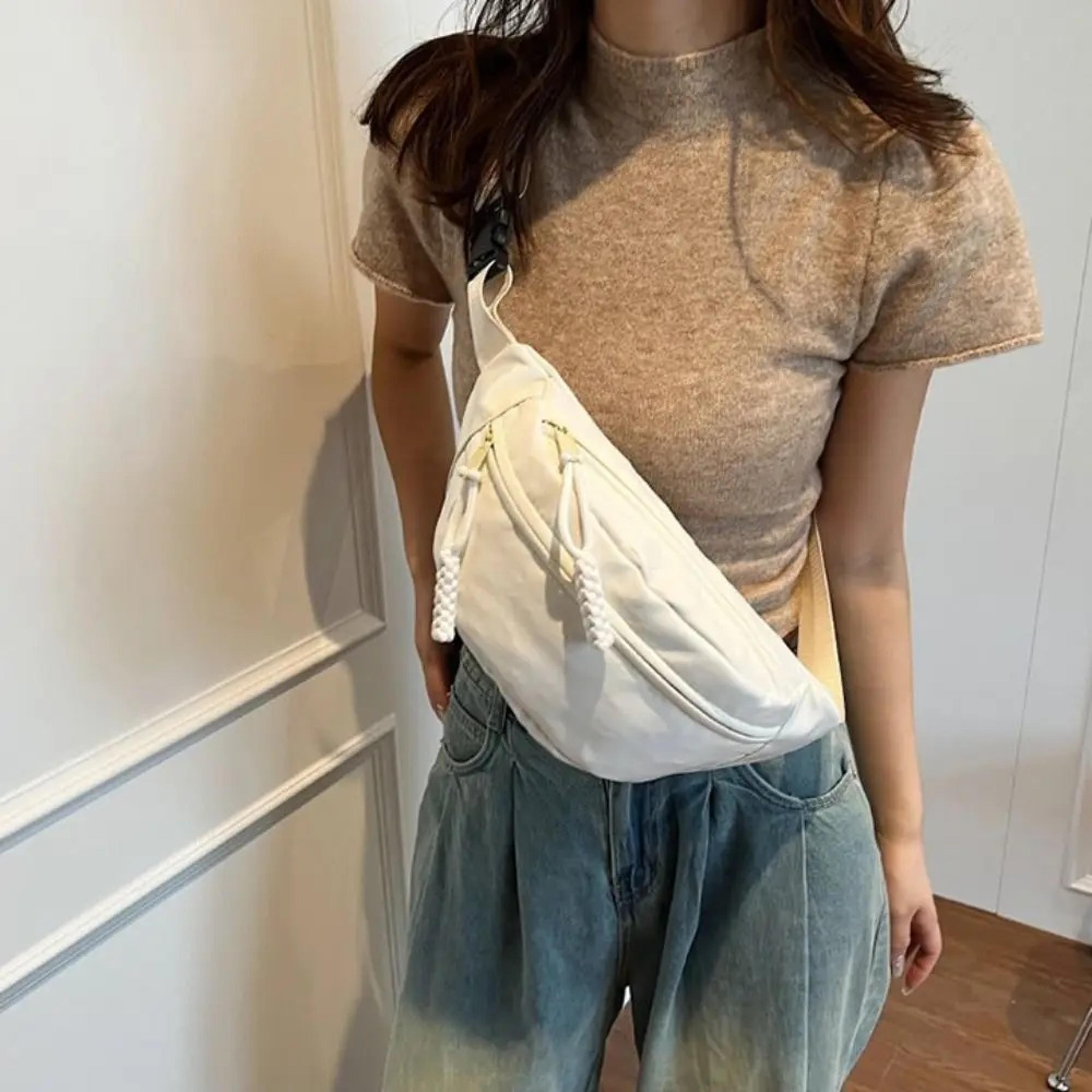 canvas sling crossbody chest bag for women lightweight half moon belt bag