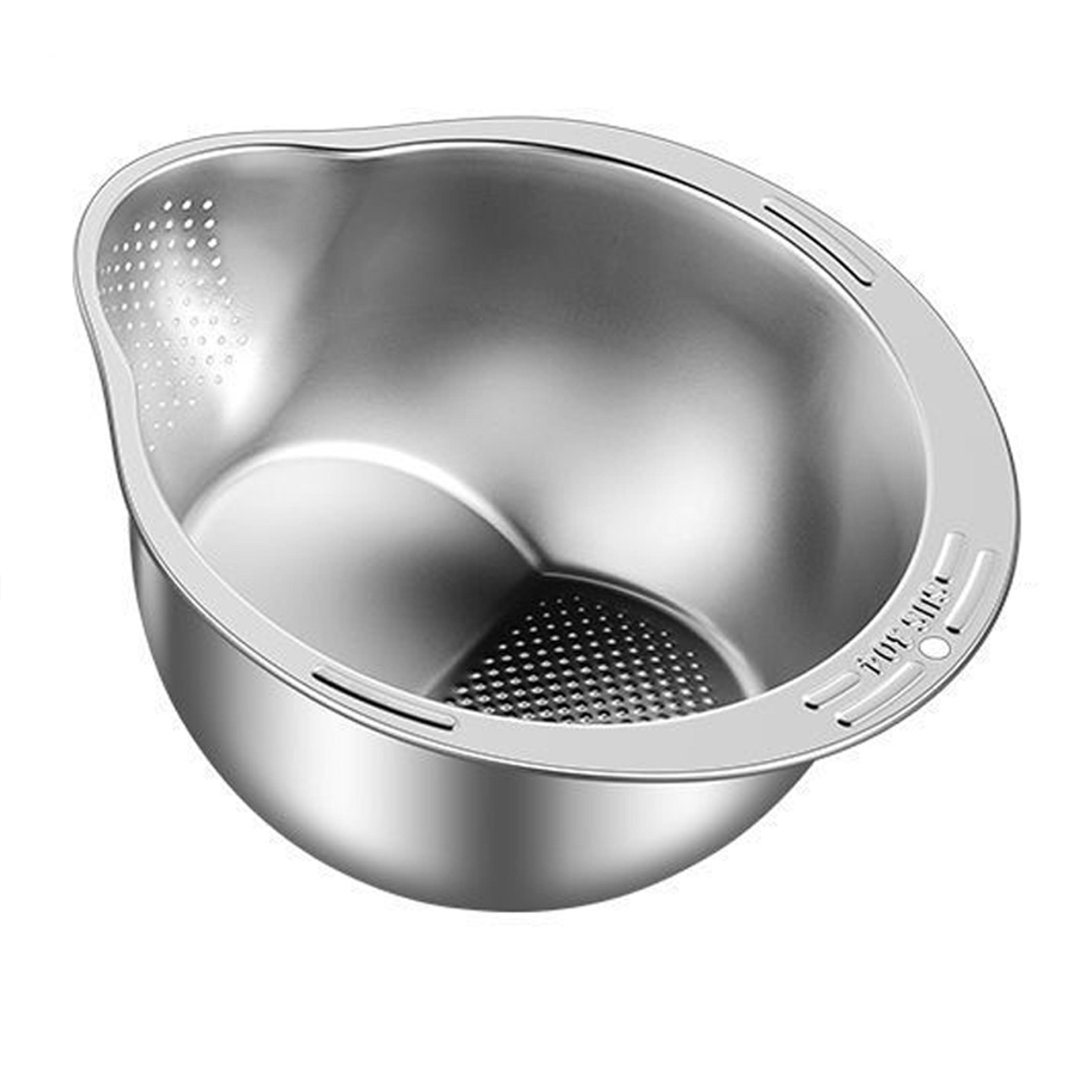 premium rice washing bowl stainless steel colander for rice, fruits & vegetables