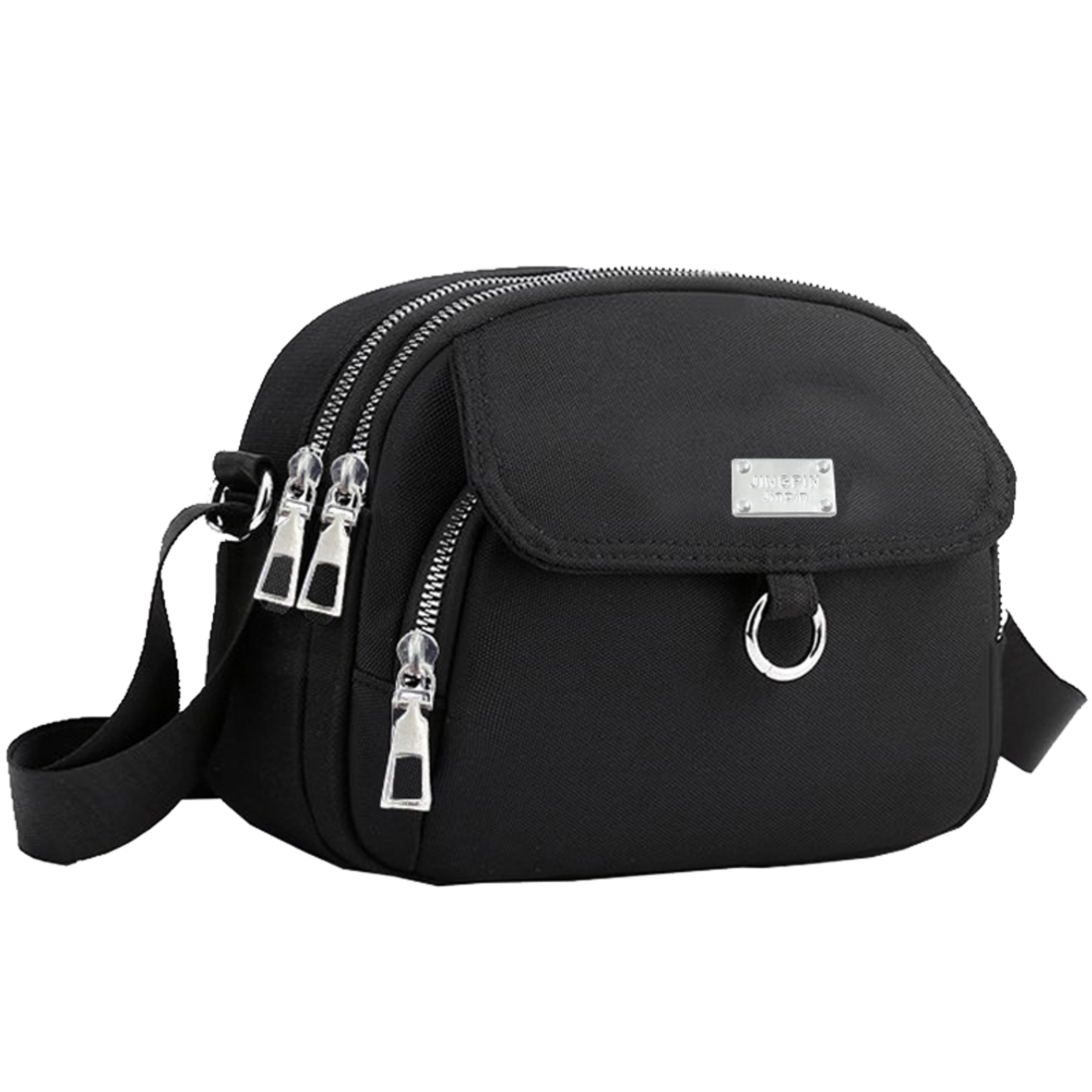 nylon crossbody bag for women with multi-pocket storage & adjustable strap