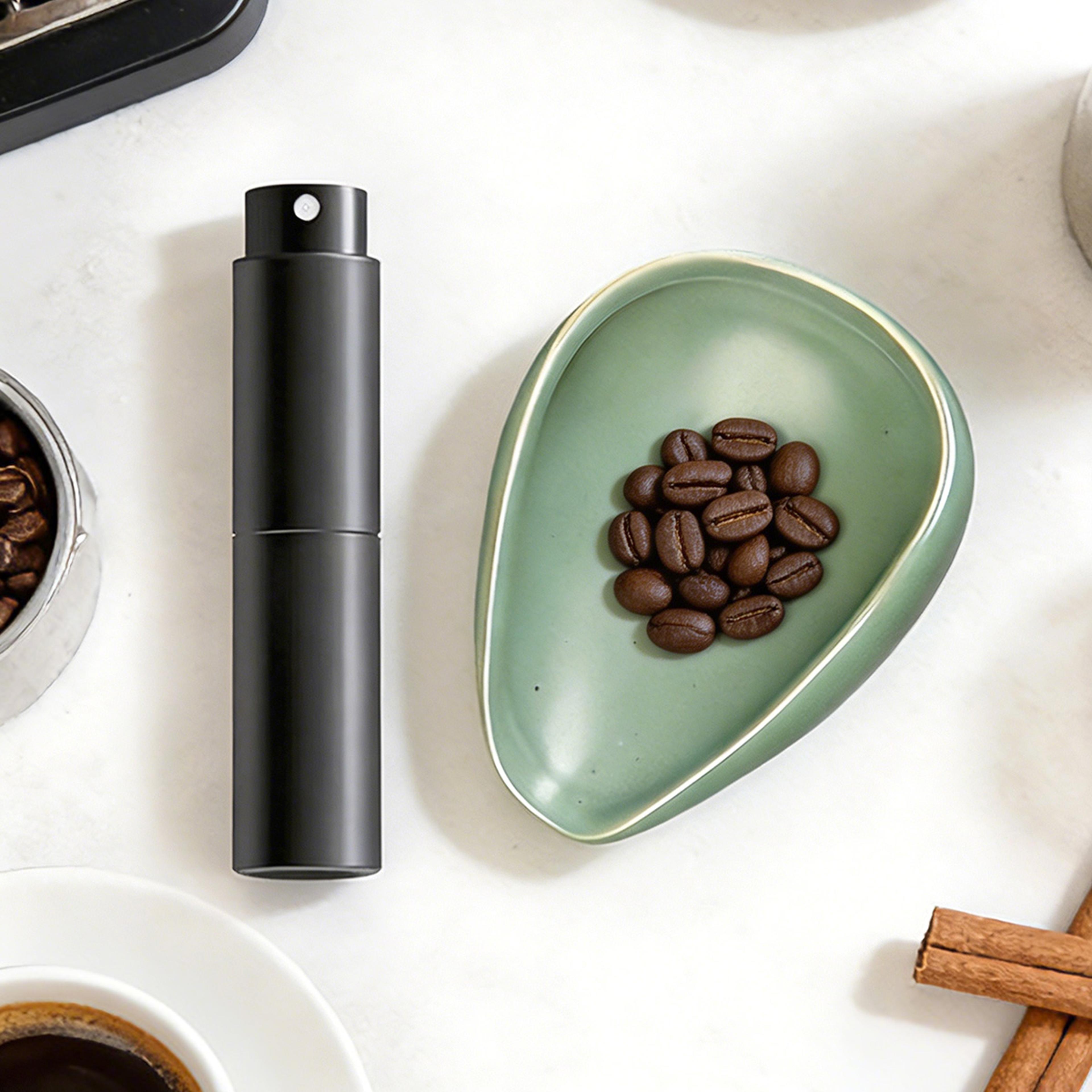 premium coffee dosing cup & rdt spray bottle set with ceramic coffee bean dosing tray