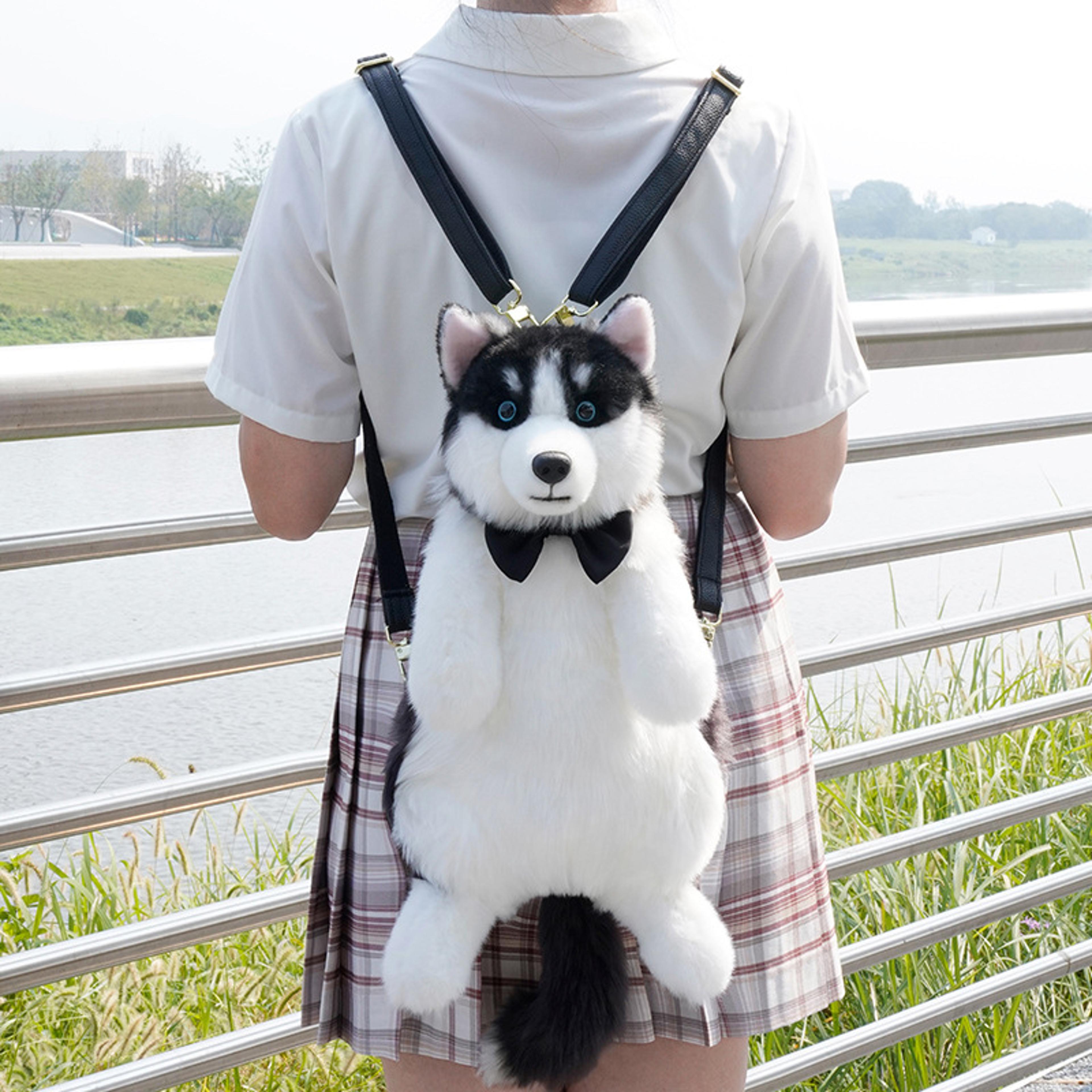 plush husky backpack for kids cute dog kindergarten backpack kawaii school bag gift