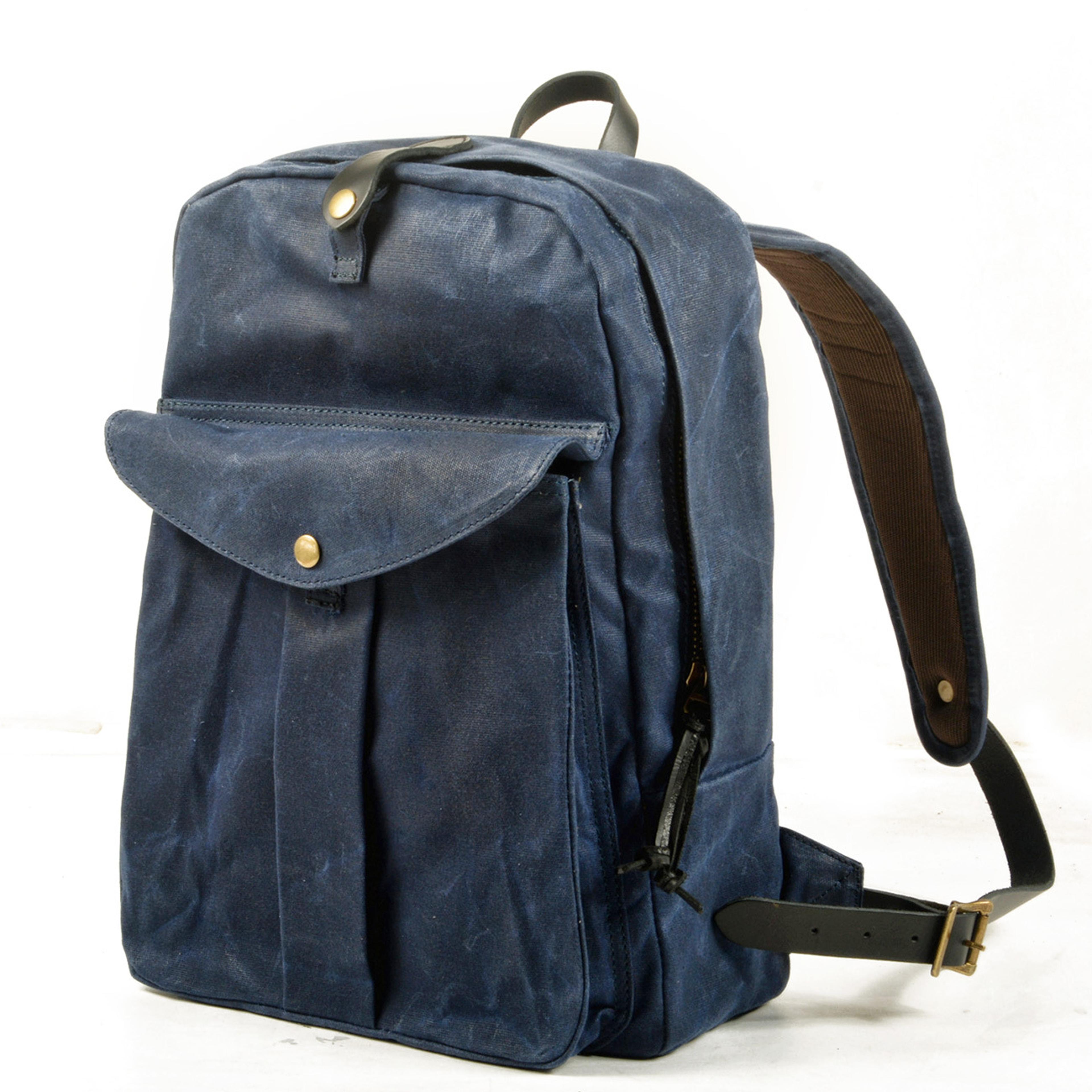 heritage canvas backpack large capacity vintage travel backpack with leather trim