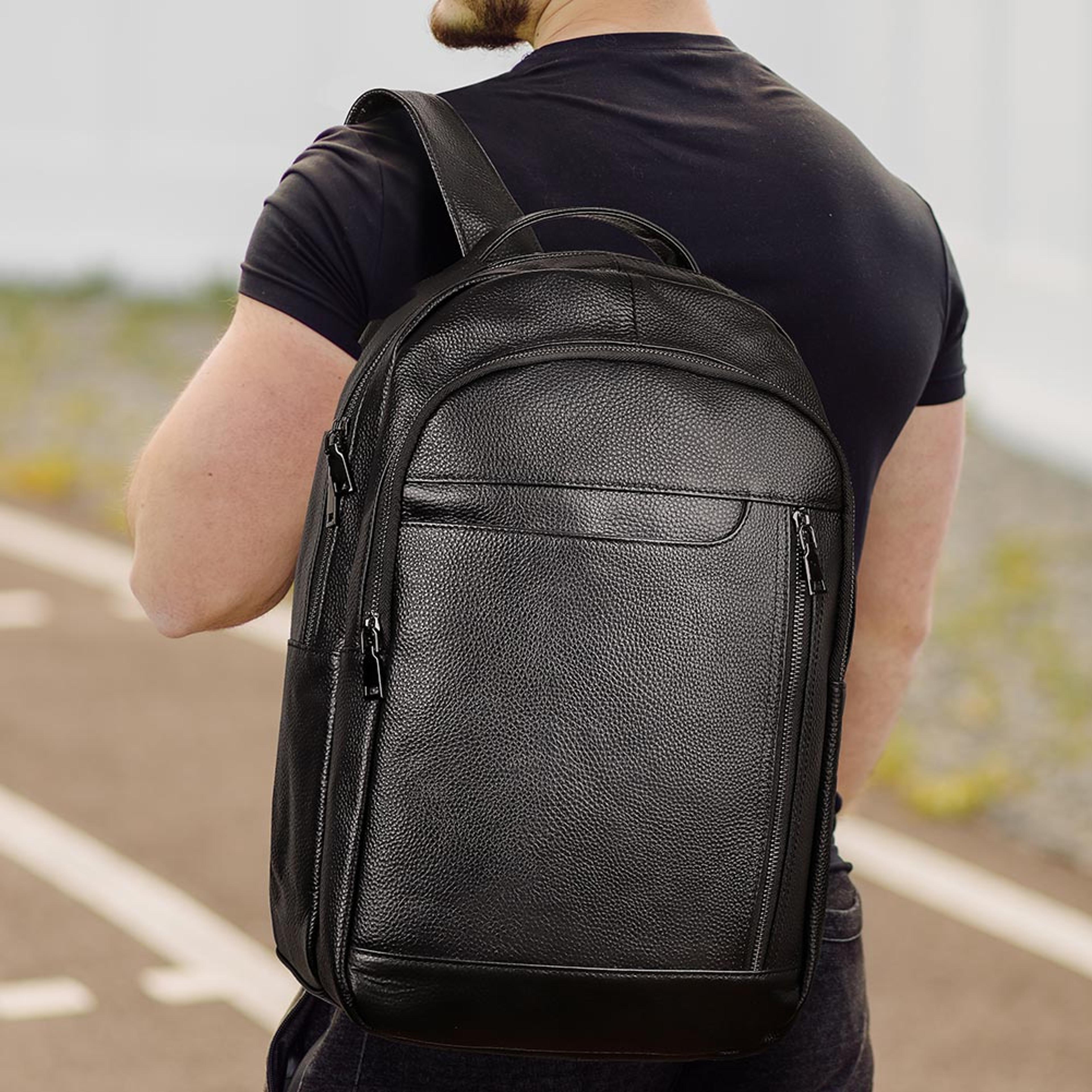 executive genuine leather laptop backpack for men, back to school backpack, business travel bag