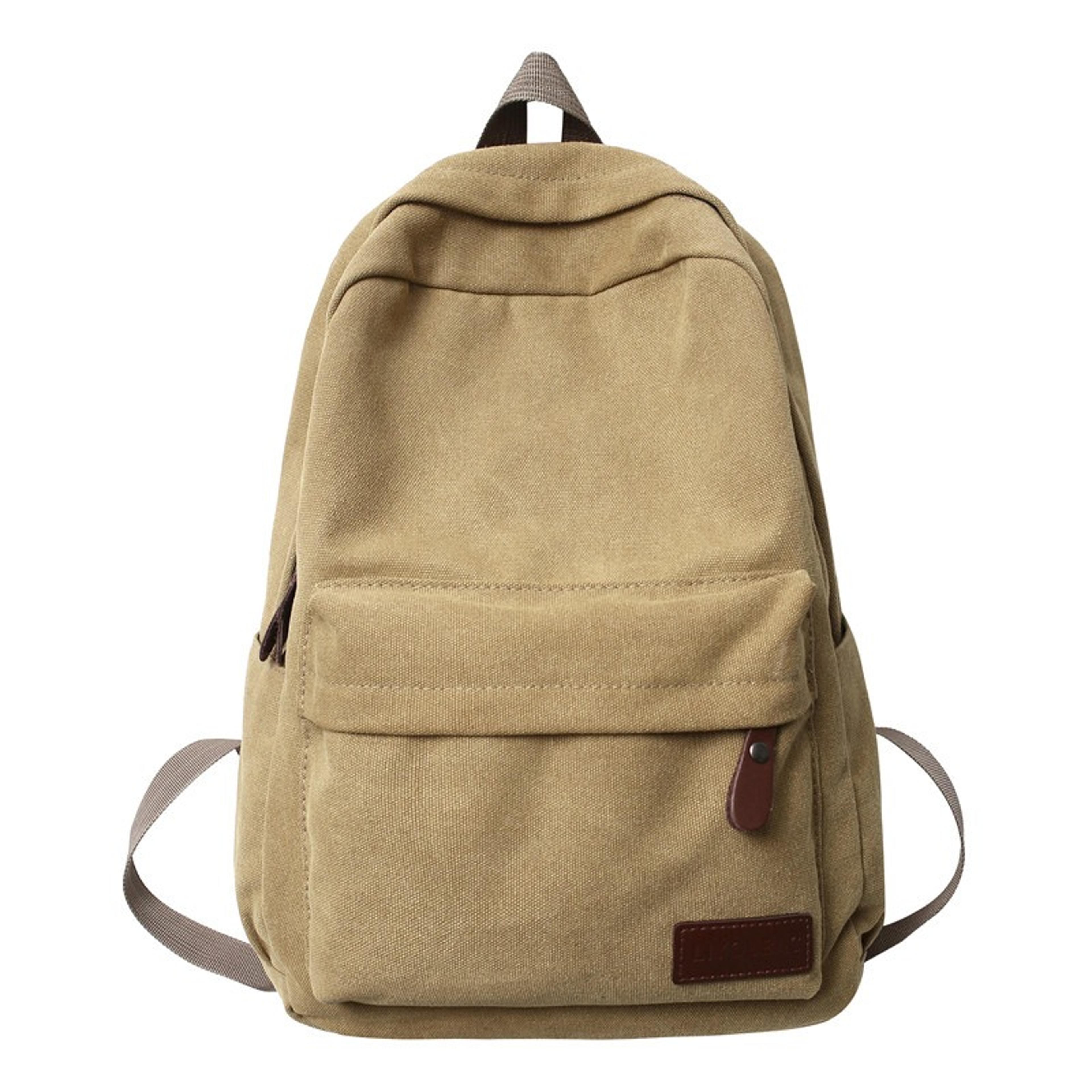 vintage canvas laptop backpack for travel, hiking, back to school backpack, 14 inch daily carry