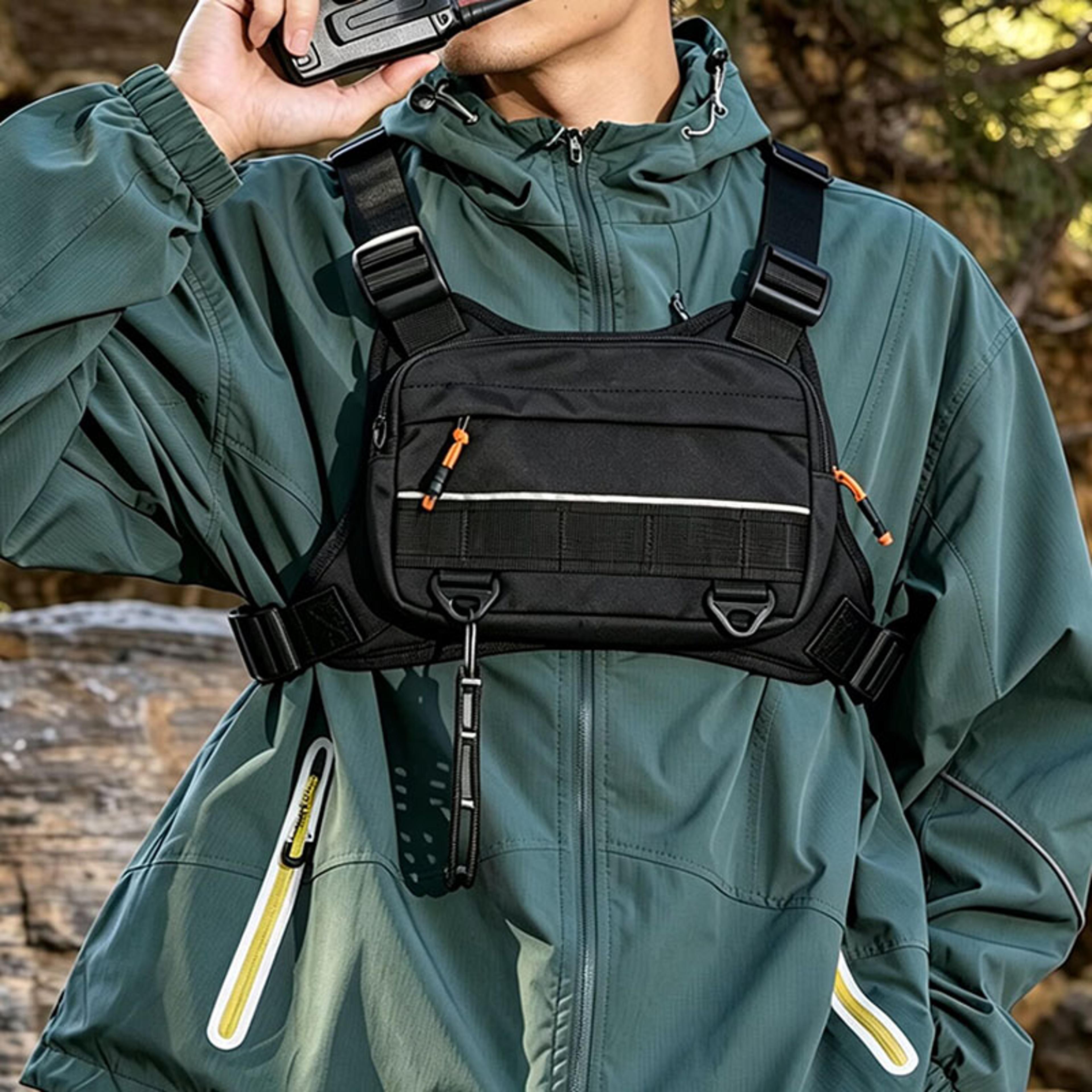 tactical chest bag for men multi pocket running & travel vest backpack