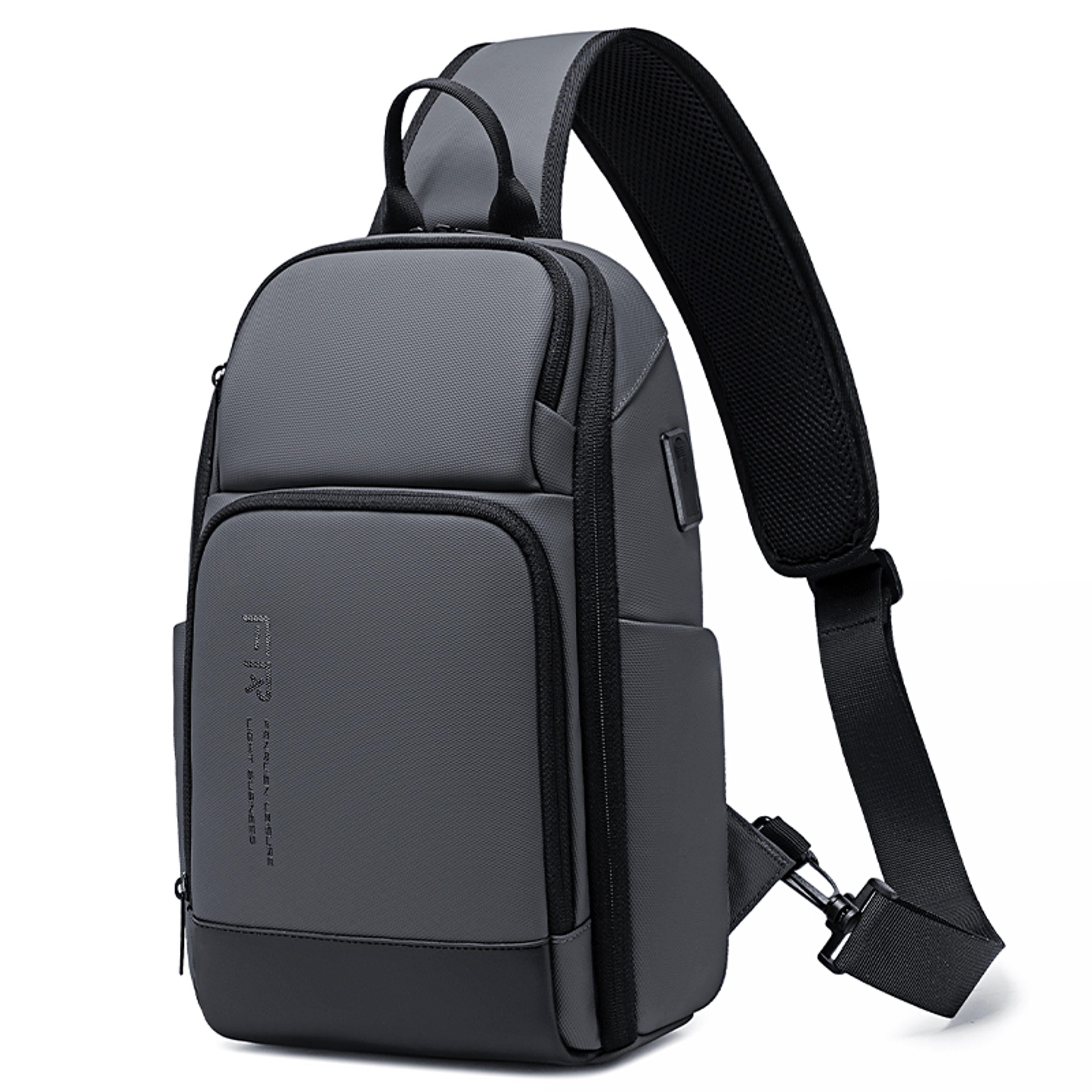 men waterproof crossbody bag with usb charging shoulder pack