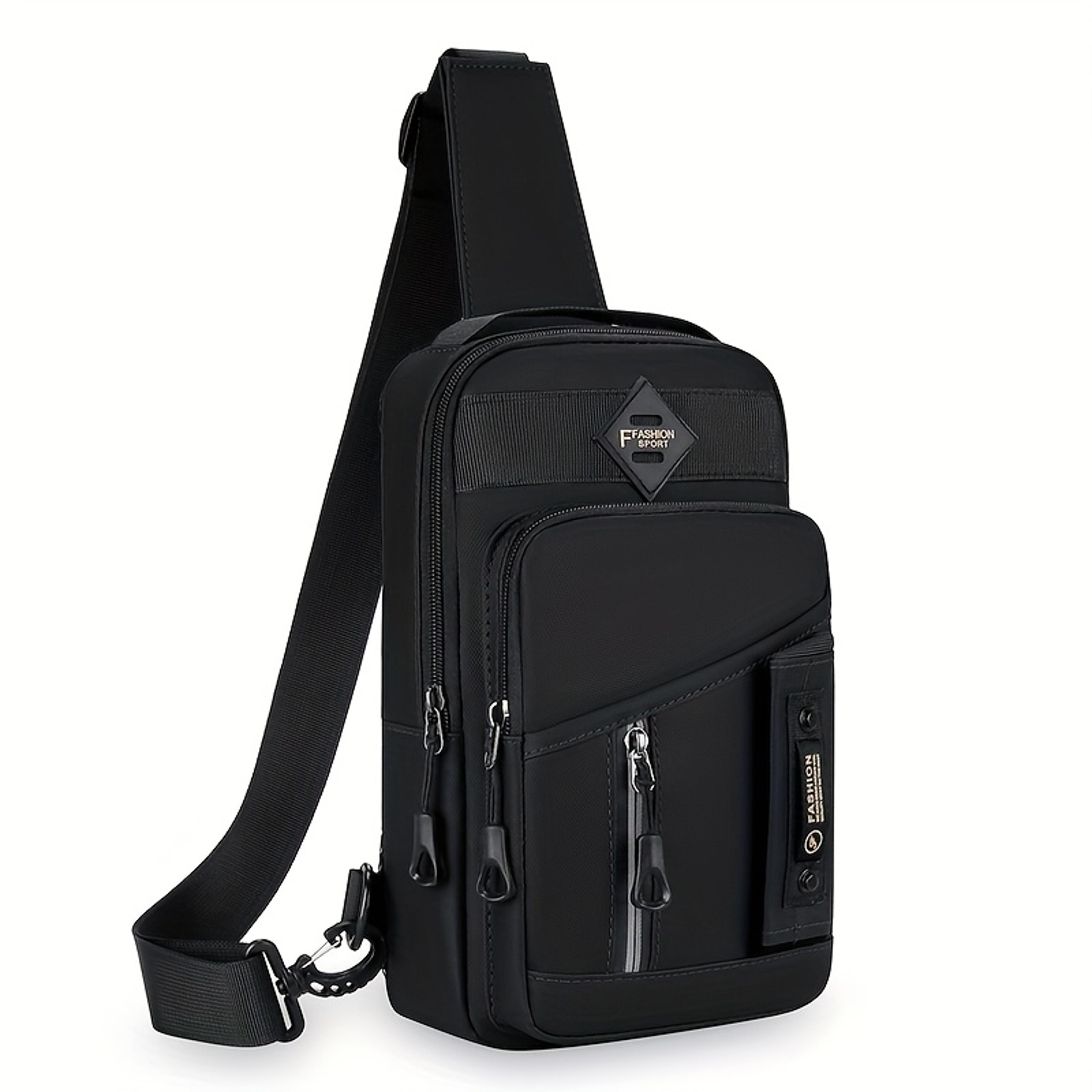 men multi functional chest bag nylon crossbody sling bag with multiple compartments