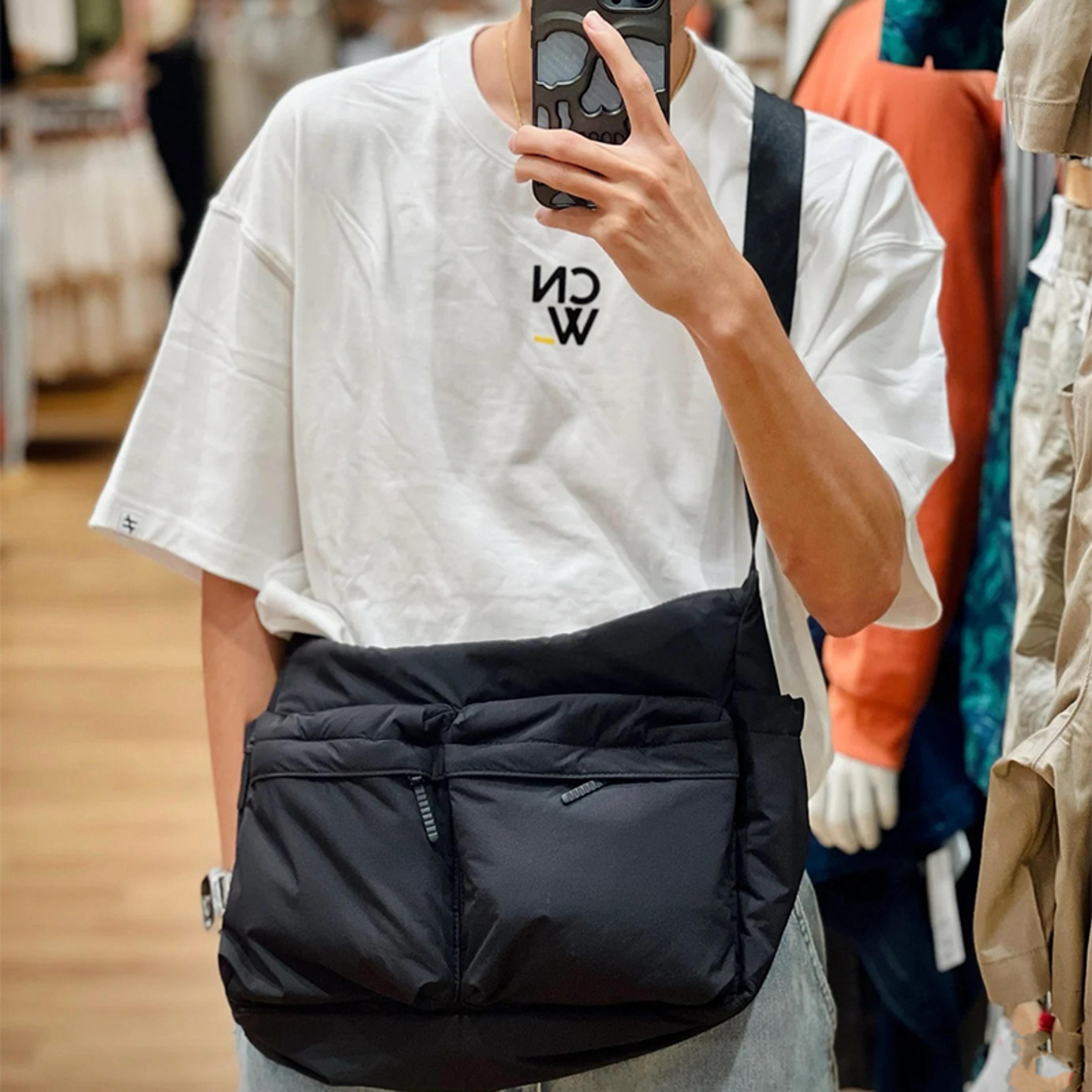 large capacity laptop shoulder bag multi pocket commuter messenger bag