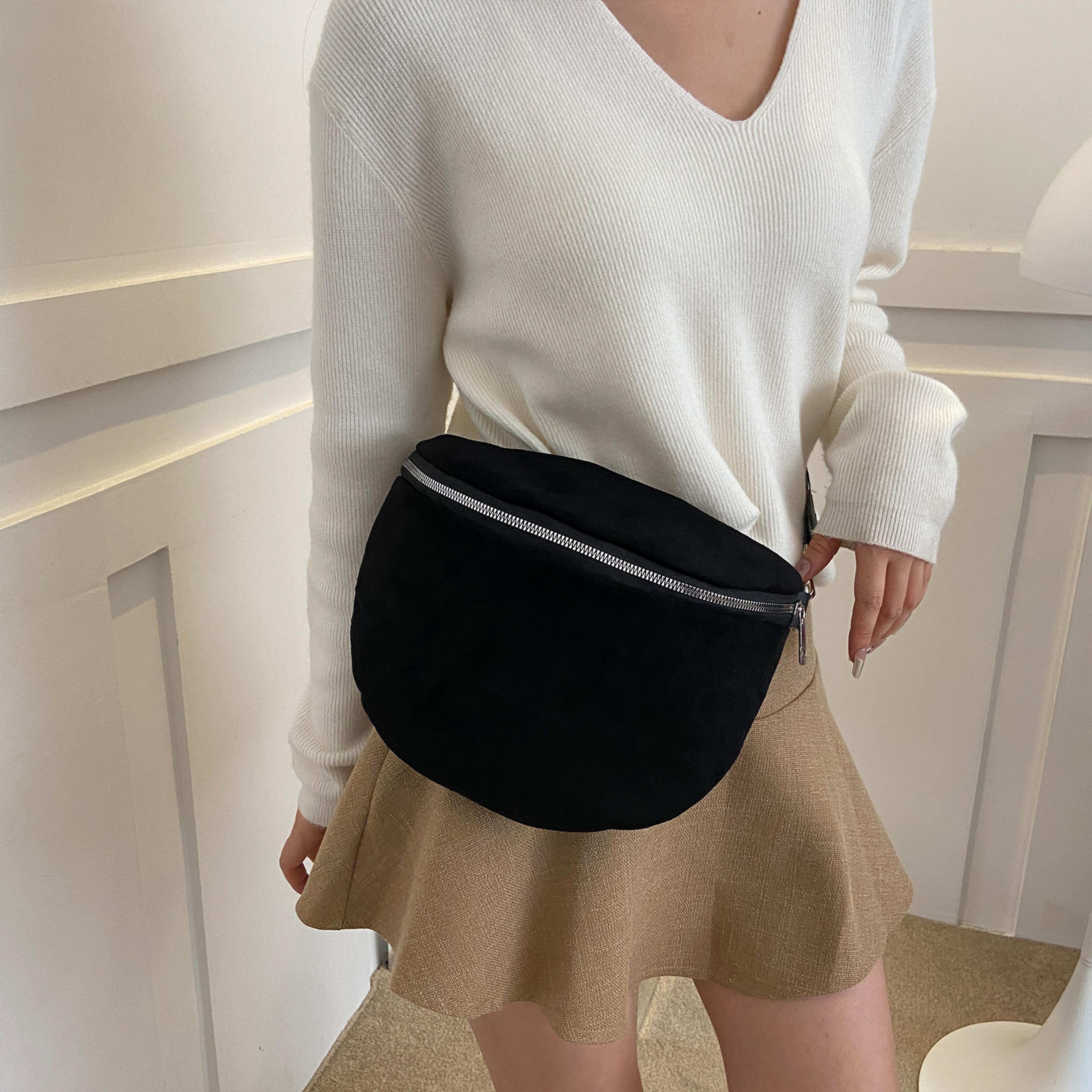 women's pu leather crossbody bag, fashion waist bag, adjustable wide strap chest purse