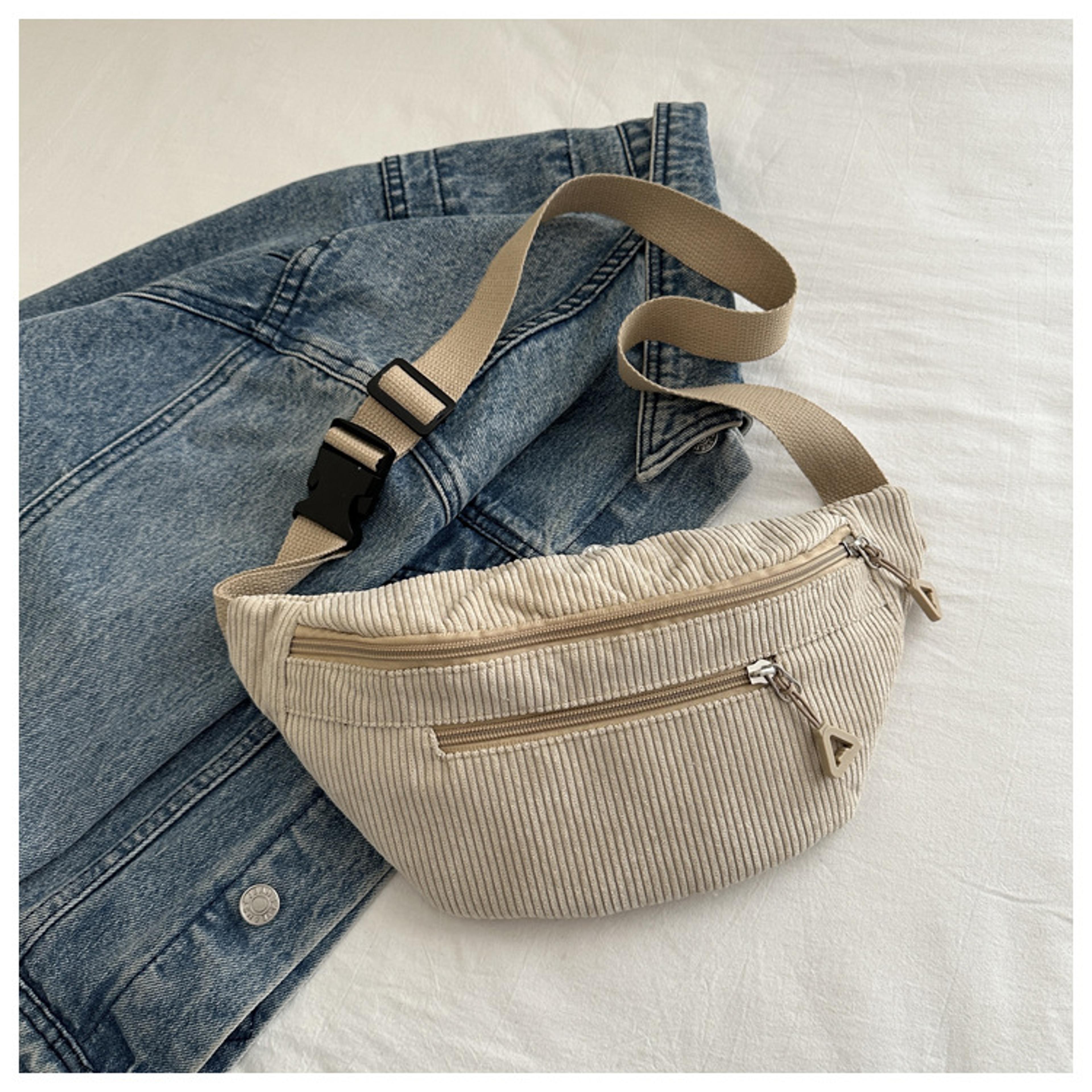 corduroy crossbody bag for women retro casual fanny pack korean style chest waist bag
