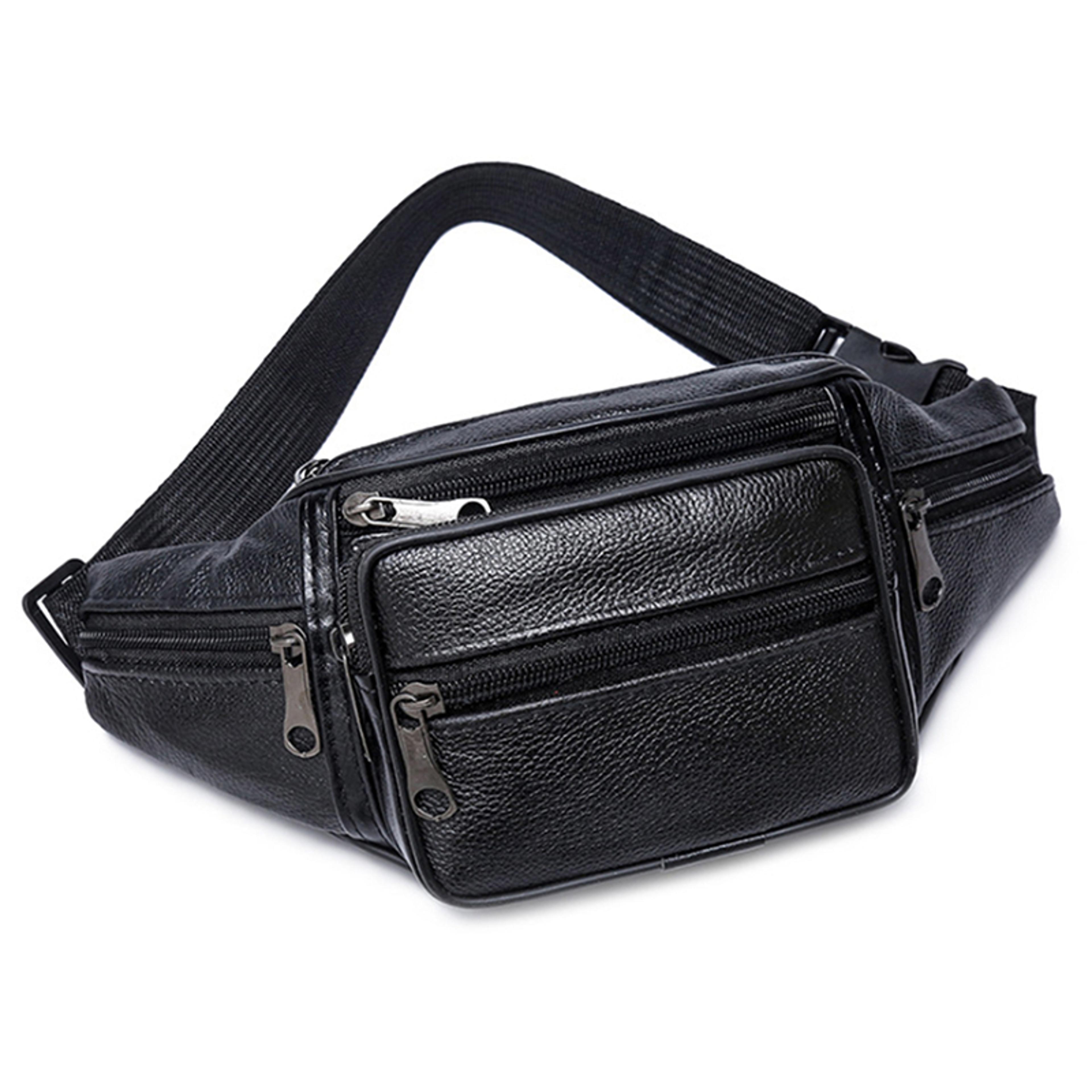 leather waist bag for men, pu leather belt bag, crossbody men's fanny pack with adjustable strap