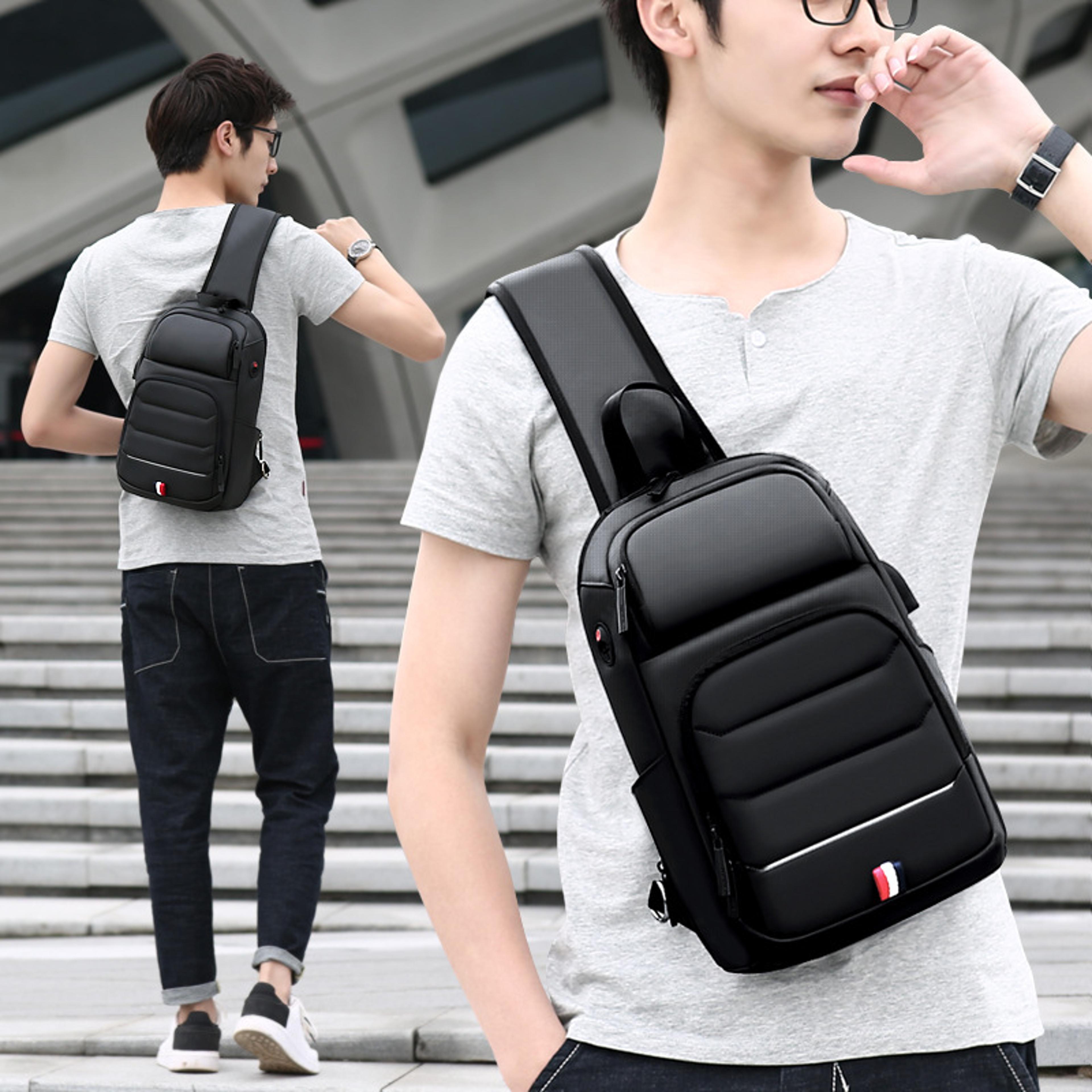 oxford usb charging crossbody sling bag
