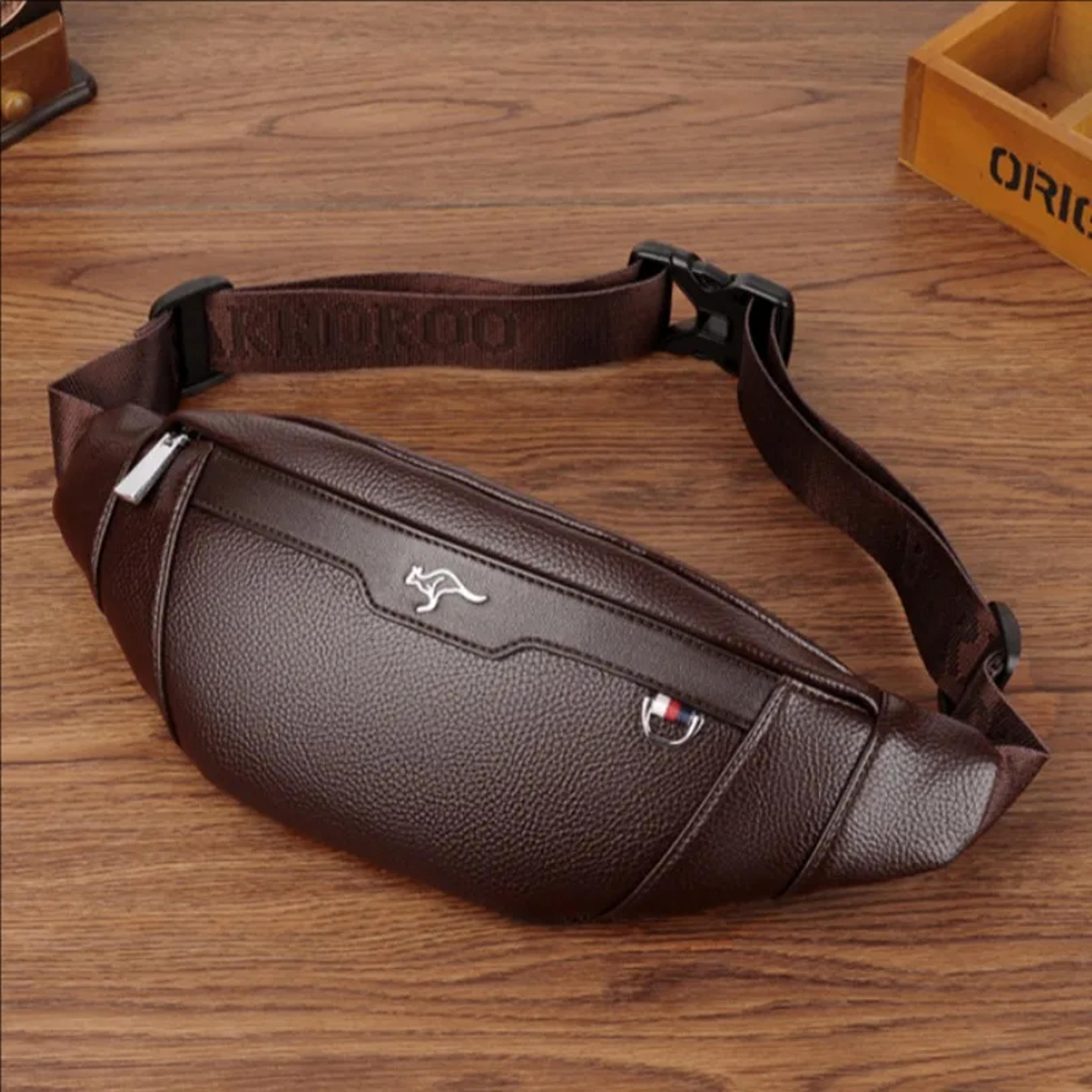 business leather waist bag multifunctional crossbody chest bag for men