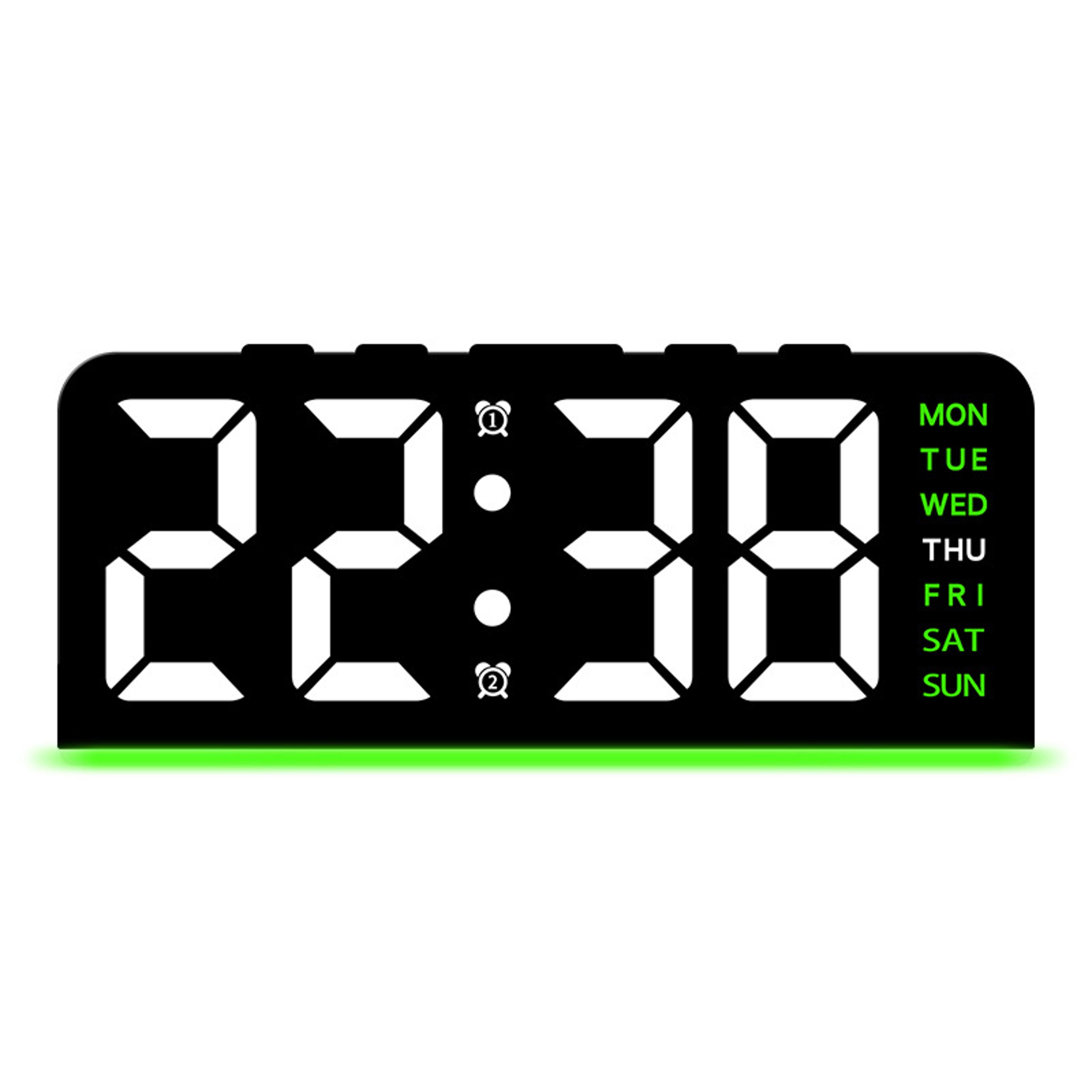 digital led alarm clock with temperature display, snooze function, modern led desk clock night light