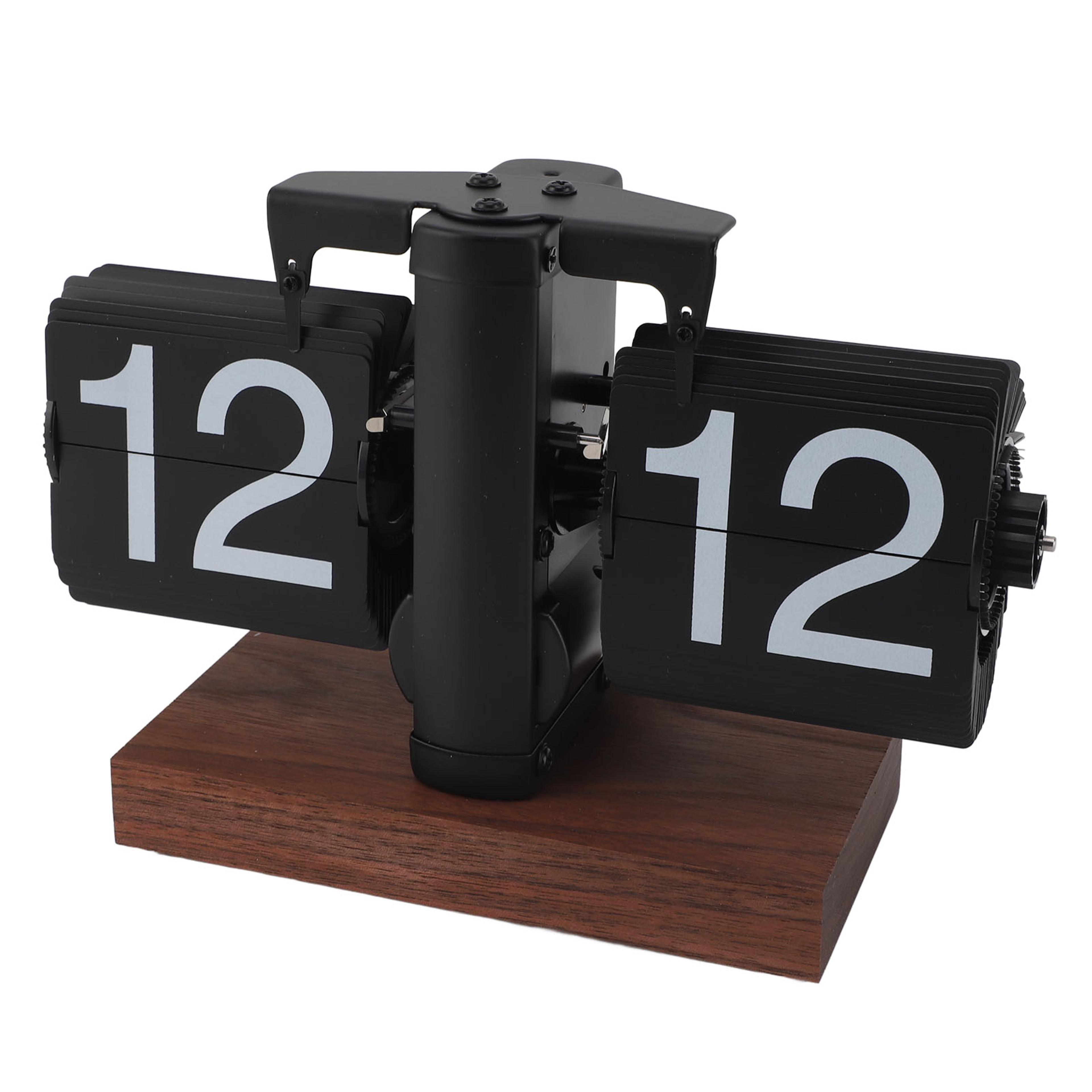 vintage desk clock with large numbers, adjustable rotary knob, anti slip base, 24 hour analog table clock