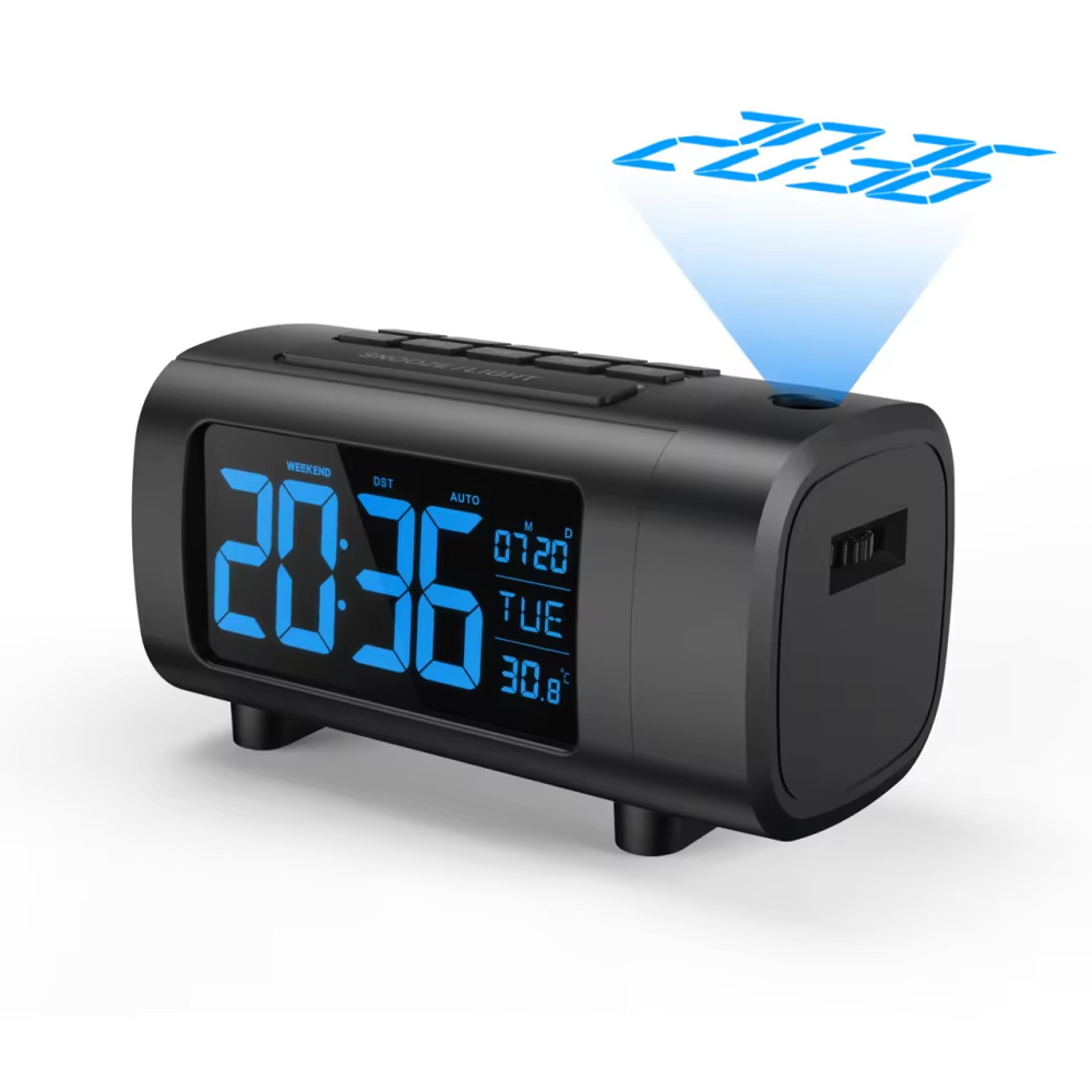 projection alarm clock with fm radio usb charging digital led bedroom clock