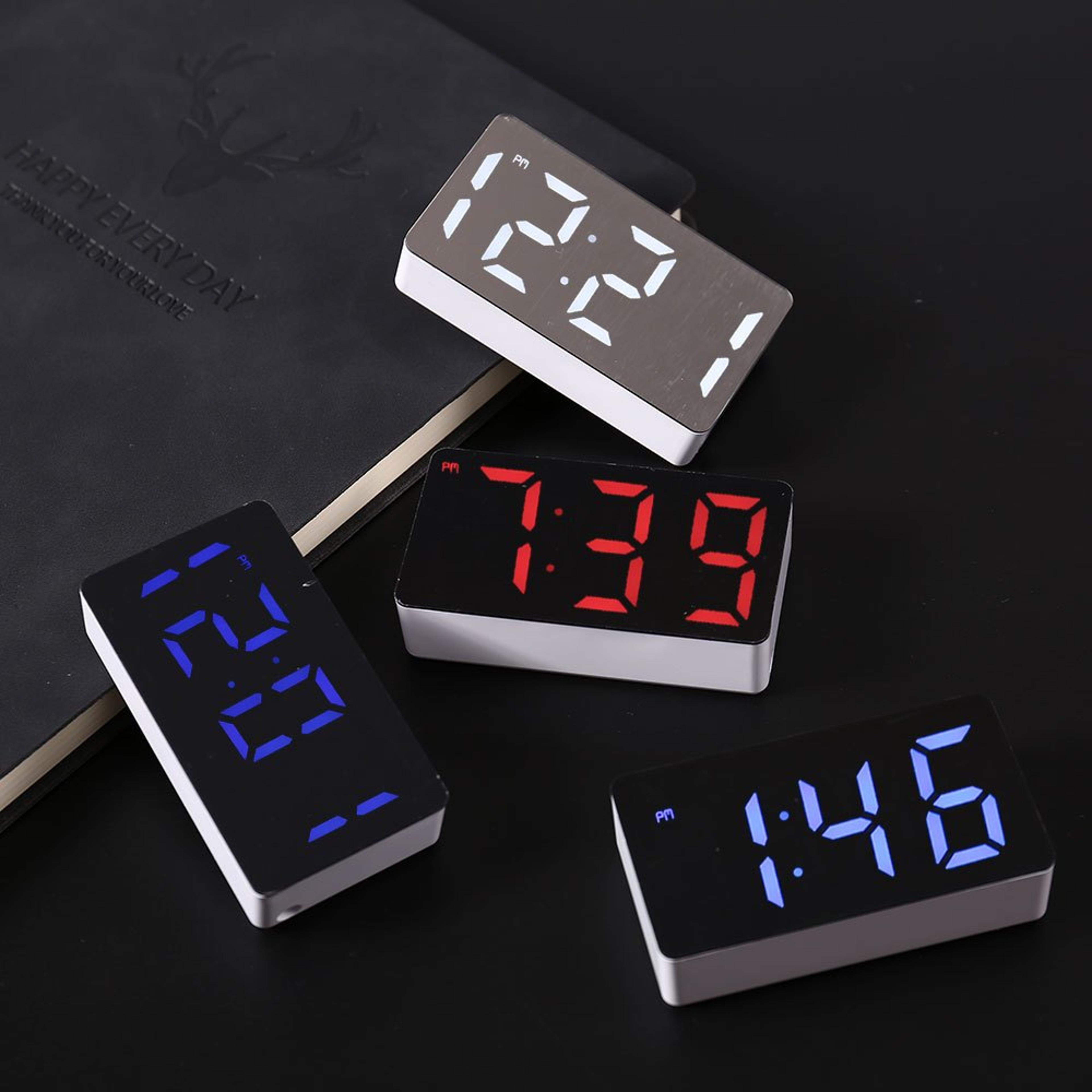 mini led digital alarm clock mirror display mini desk clock for bedroom office travel