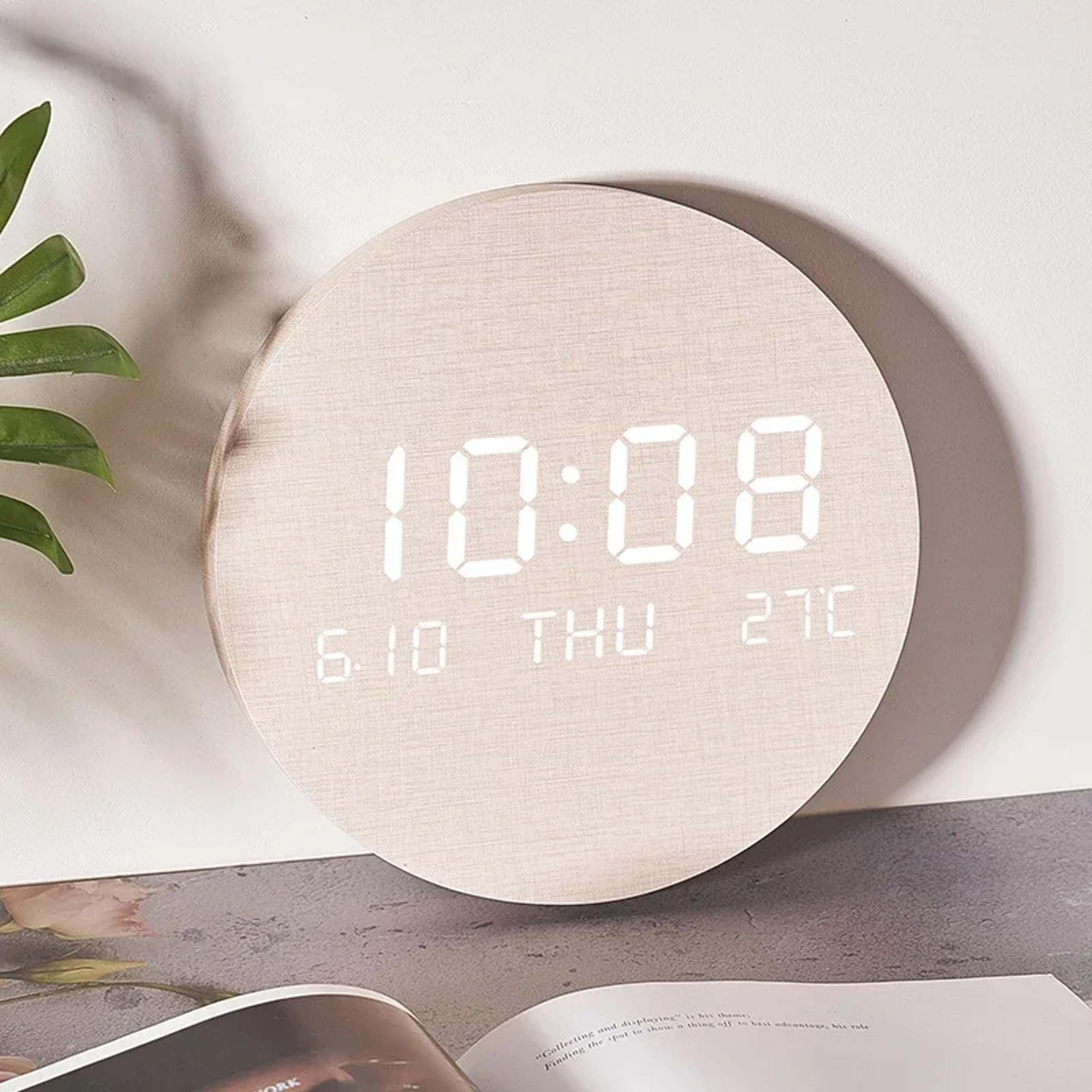 led digital wall clock with large display, temperature date time, silent modern wall clock for home office