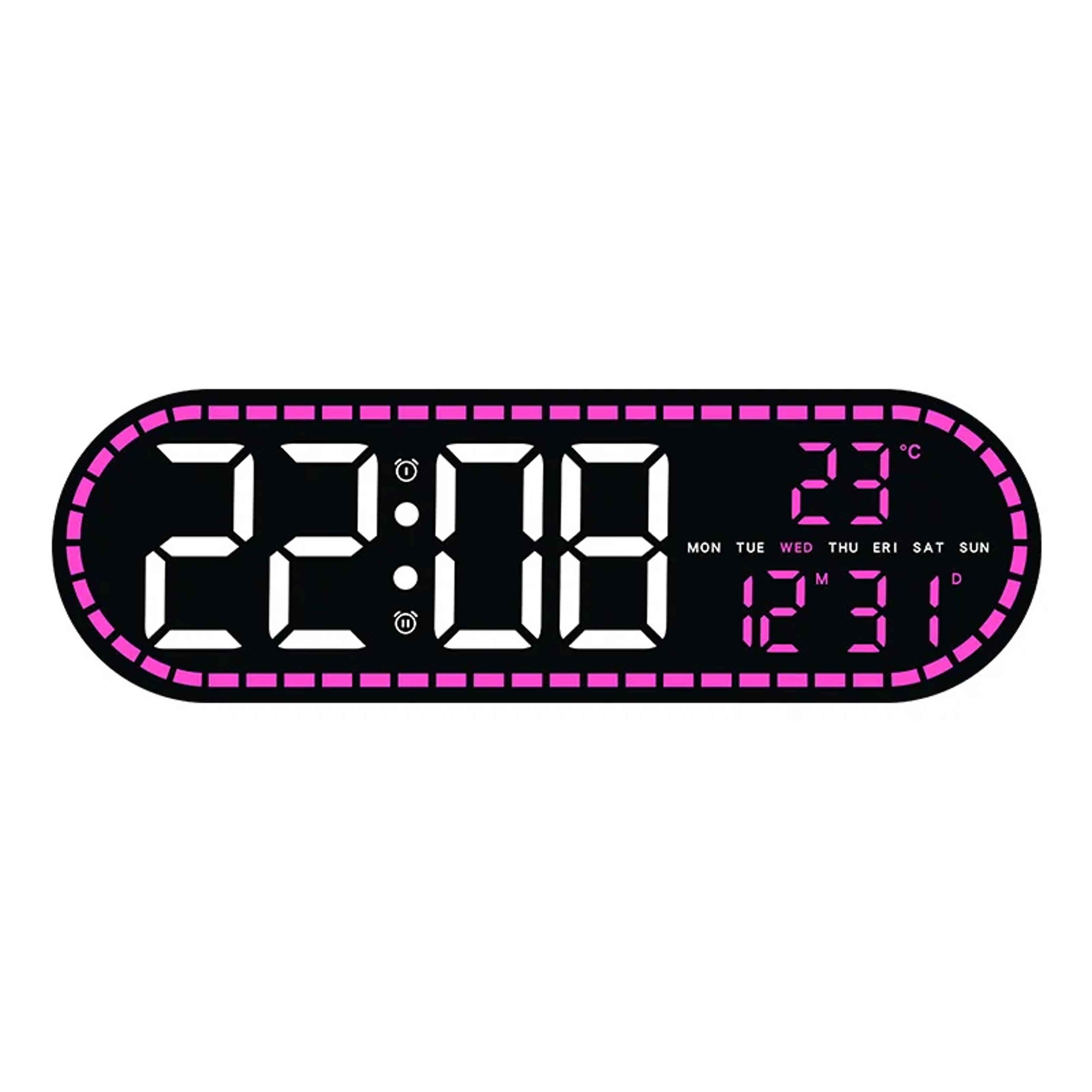 digital led wall clock with dual alarm large display clock temperature date calendar for bedroom office