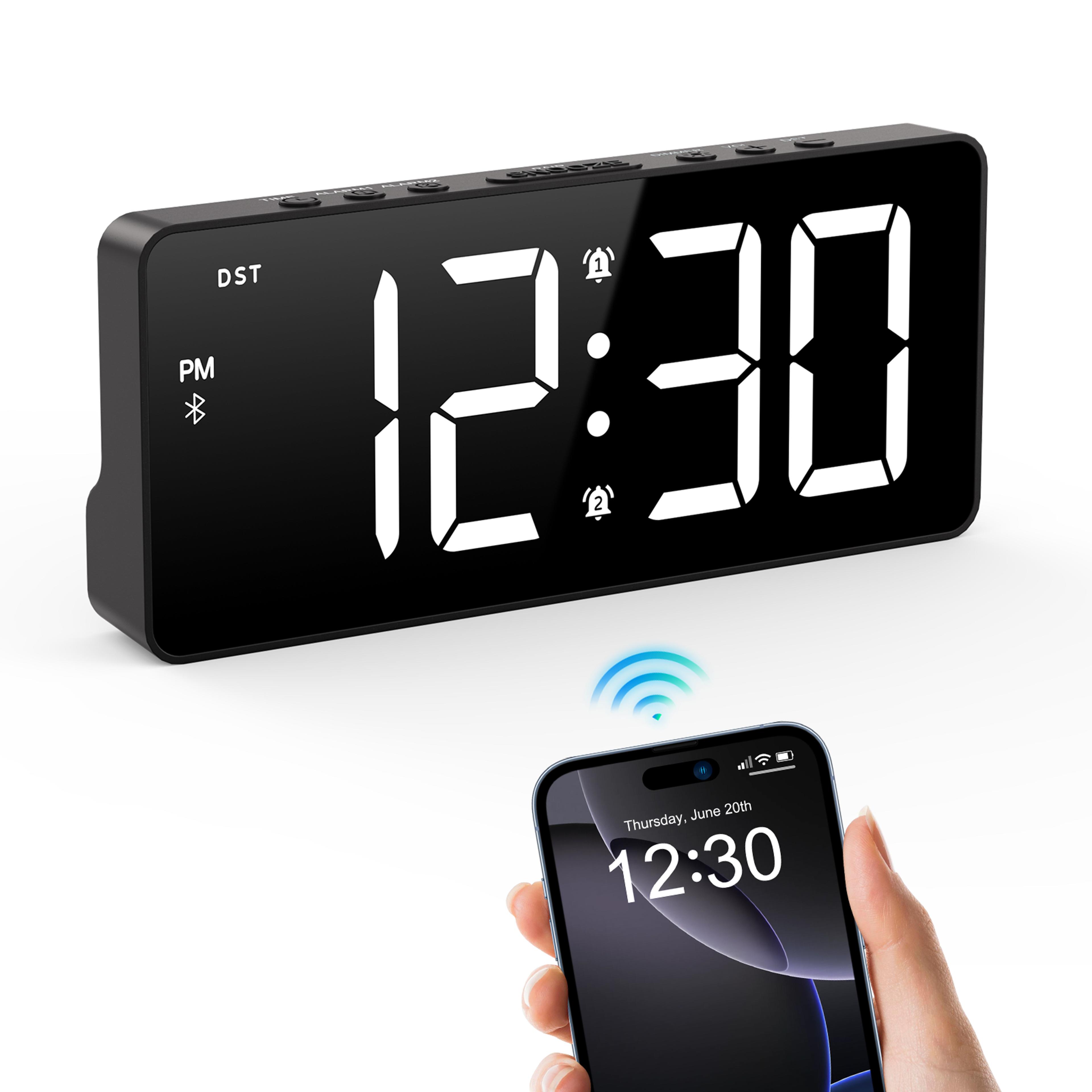 led alarm clock, digital alarm clock, bluetooth alarm clock, dual alarm clock, bedside clock