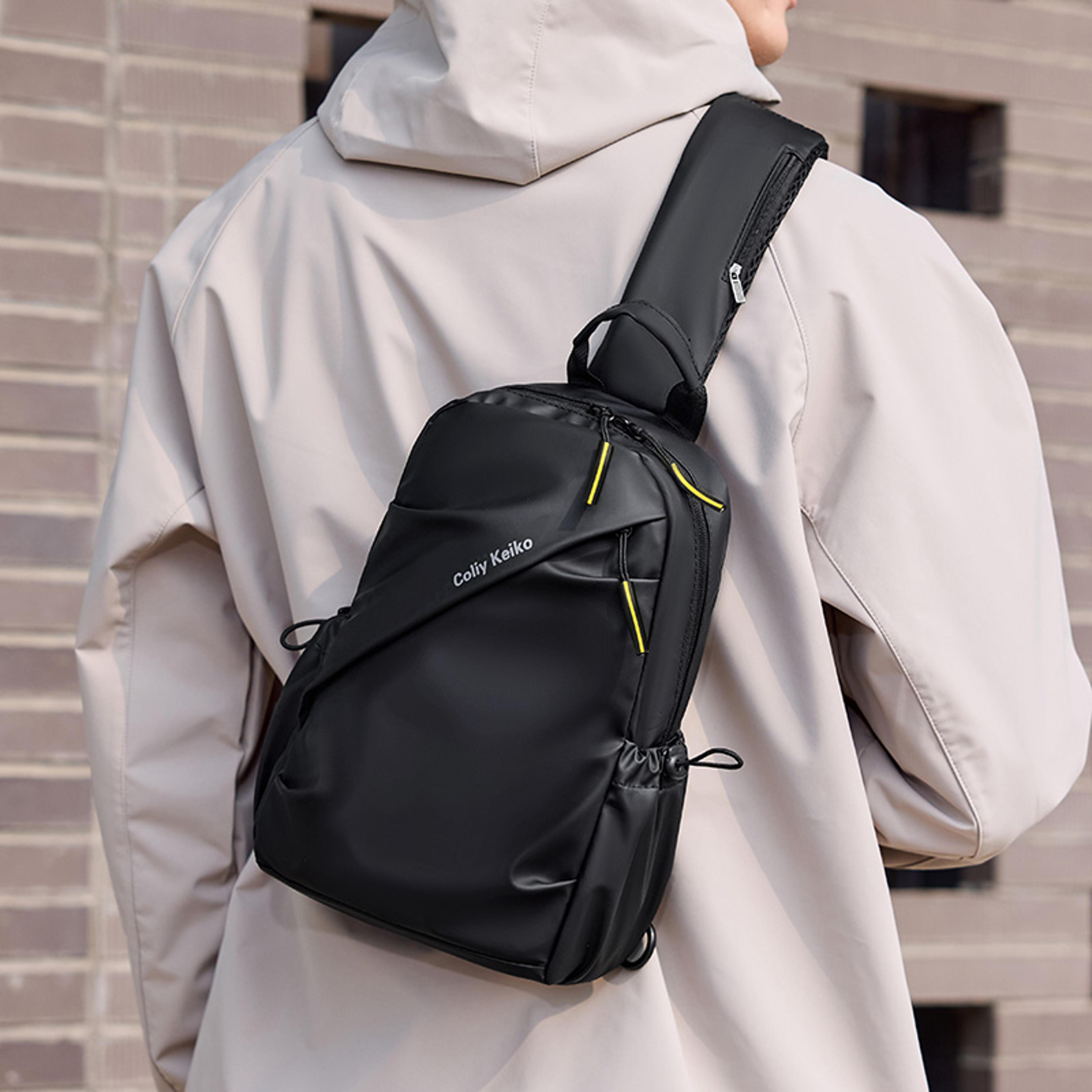 minimalist waterproof chest bag, men crossbody shoulder bag, travel sling backpack