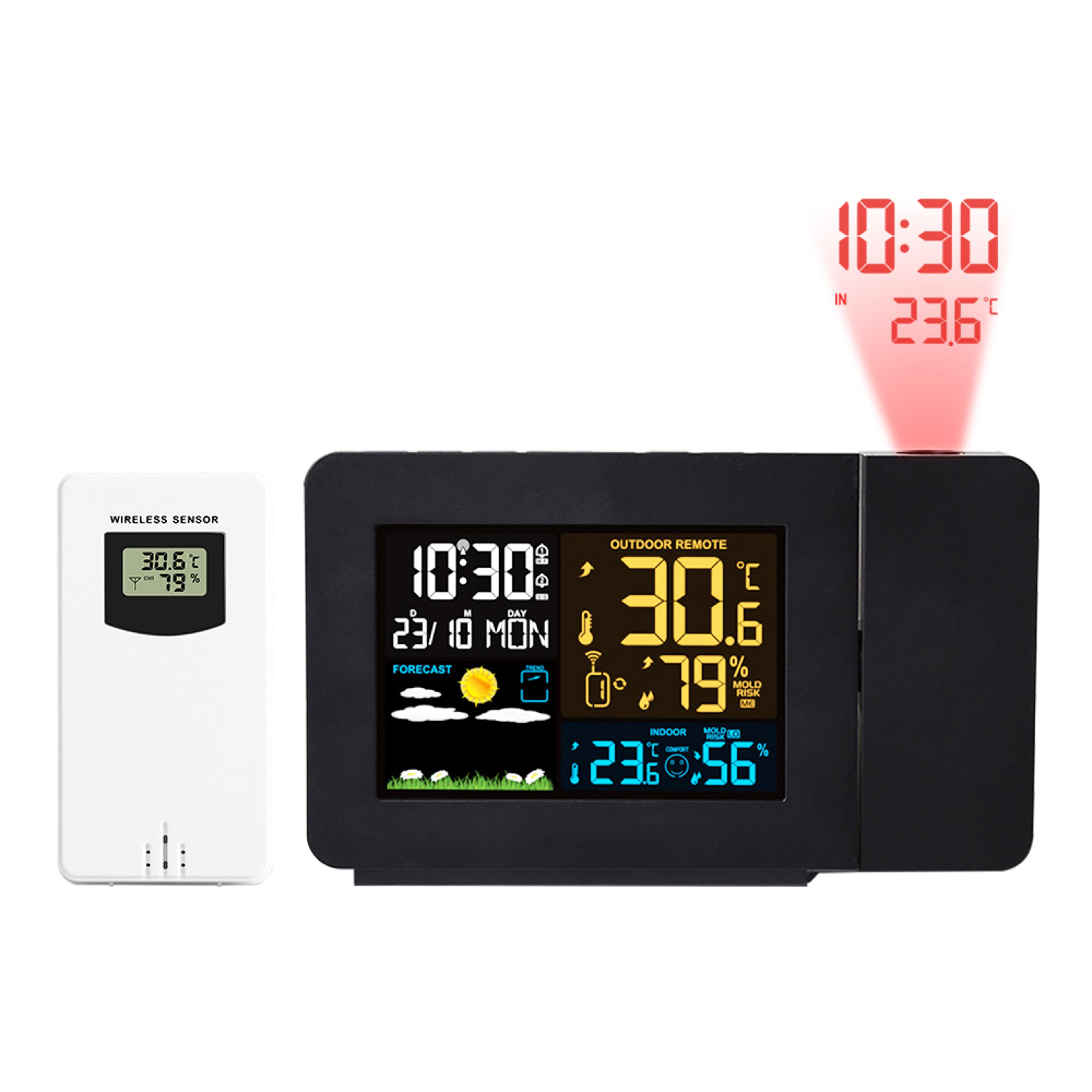 digital alarm clock weather station led temperature humidity display with projection
