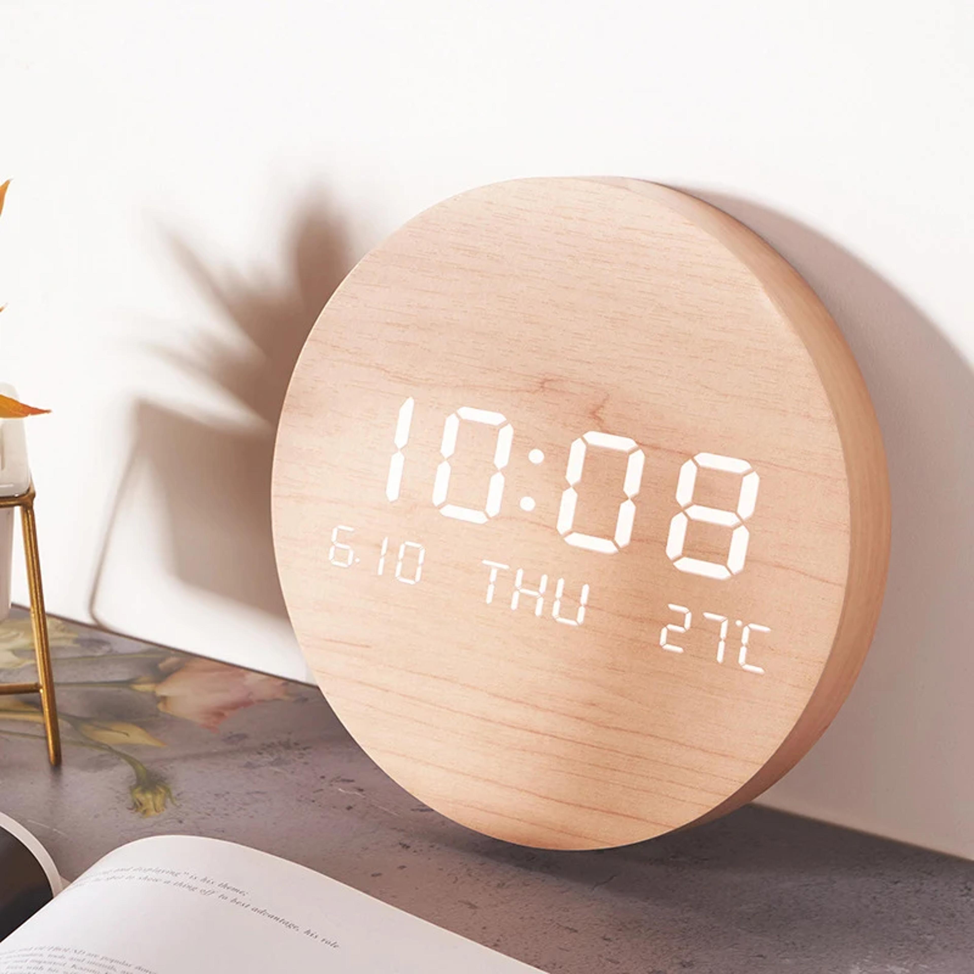 led digital wall clock temperature display smart modern wall clock for home bedroom