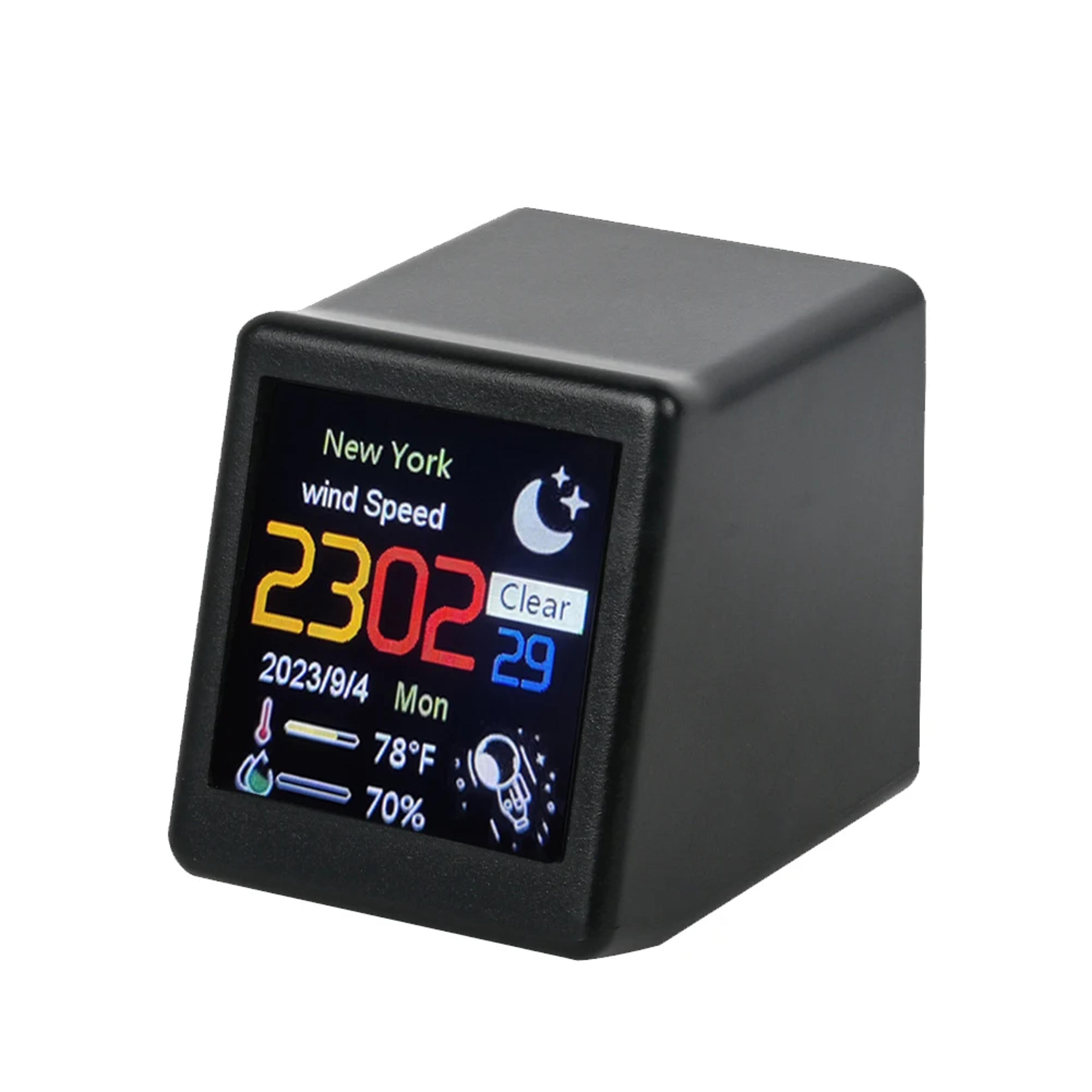 smart wifi weather station clock with temperature humidity monitor and digital desktop displa