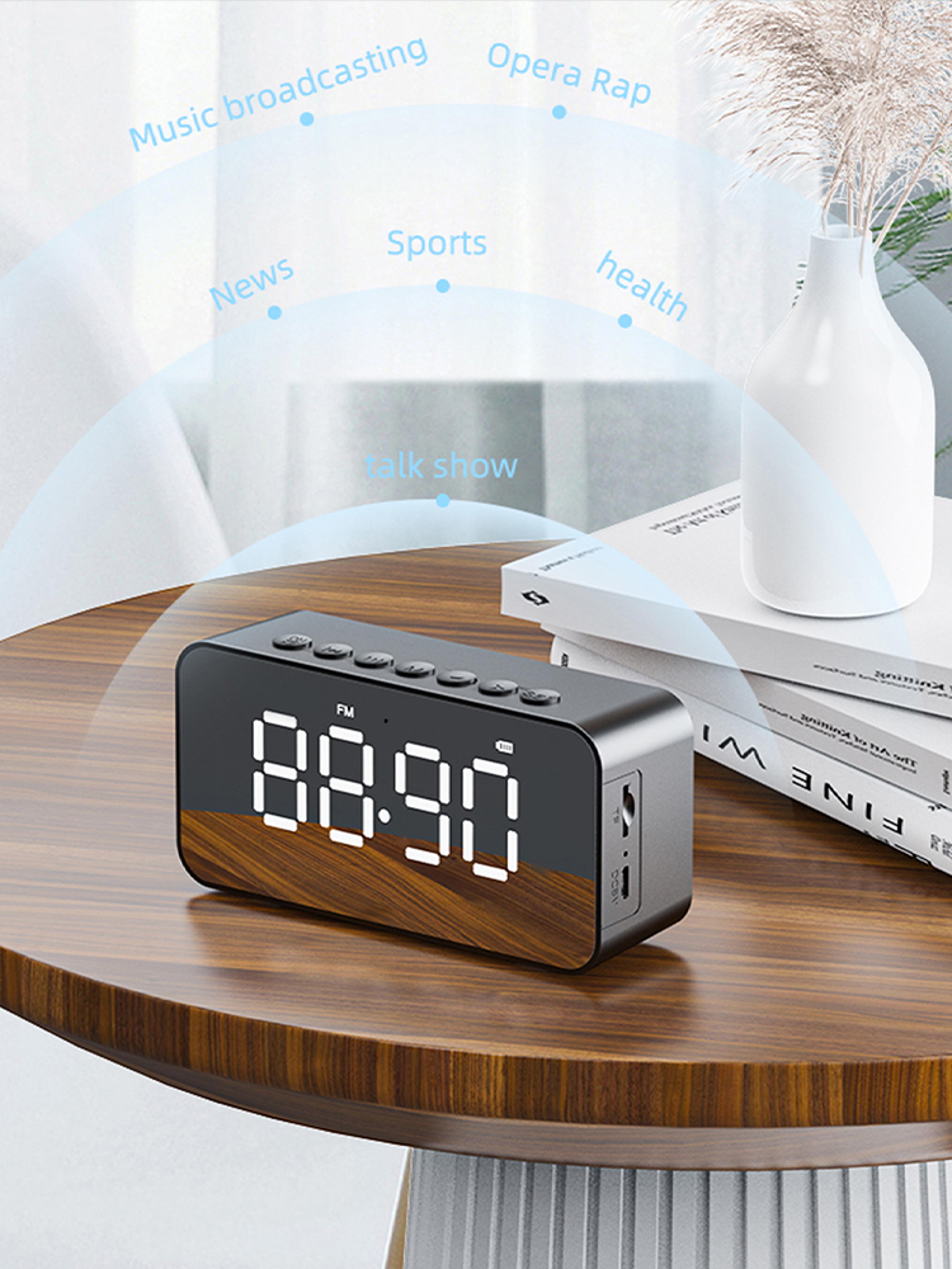 bluetooth speaker clock with led mirror display digital desk alarm clock for bedroom office