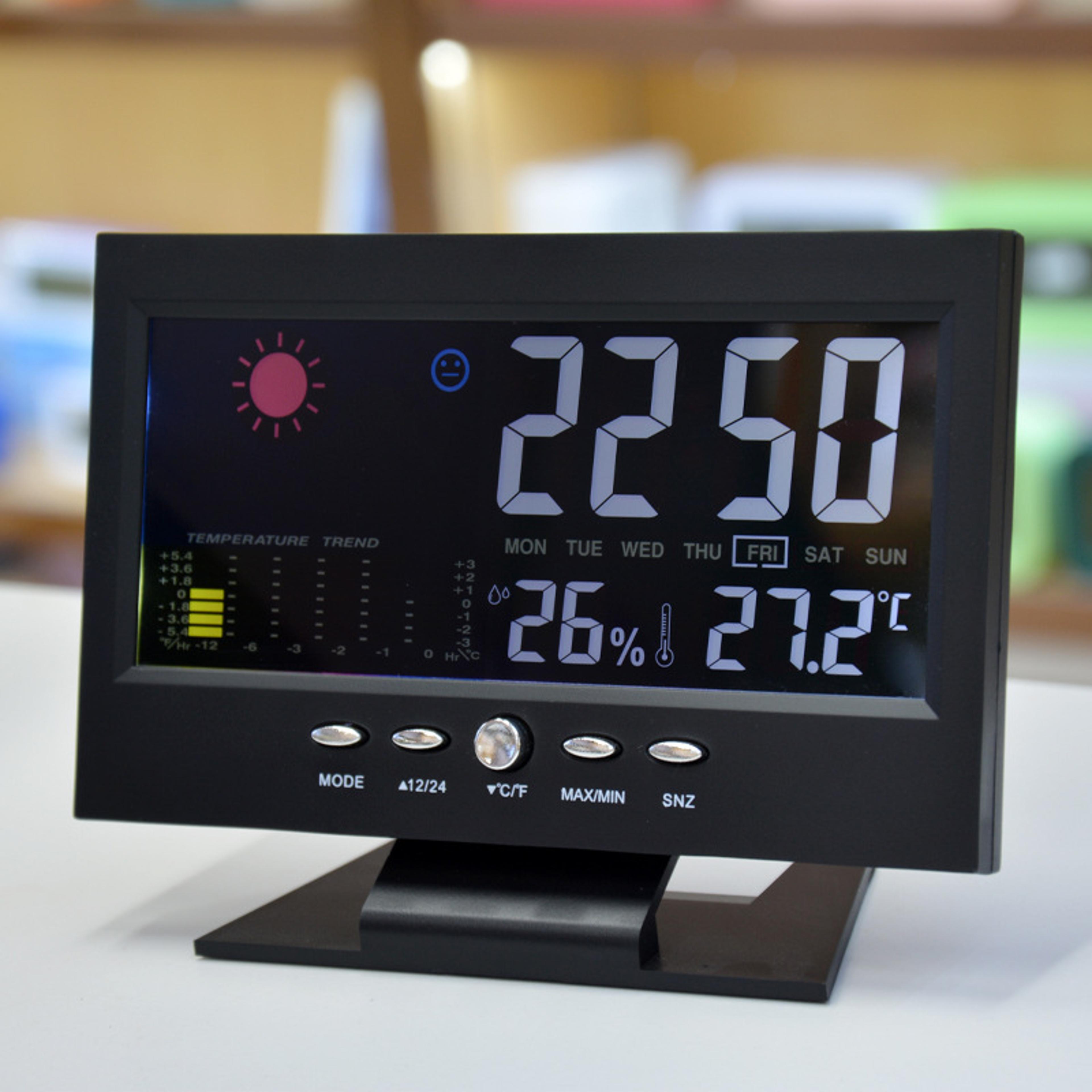 digital alarm clock with weather station clock temperature humidity monitor led desk clock usb powered