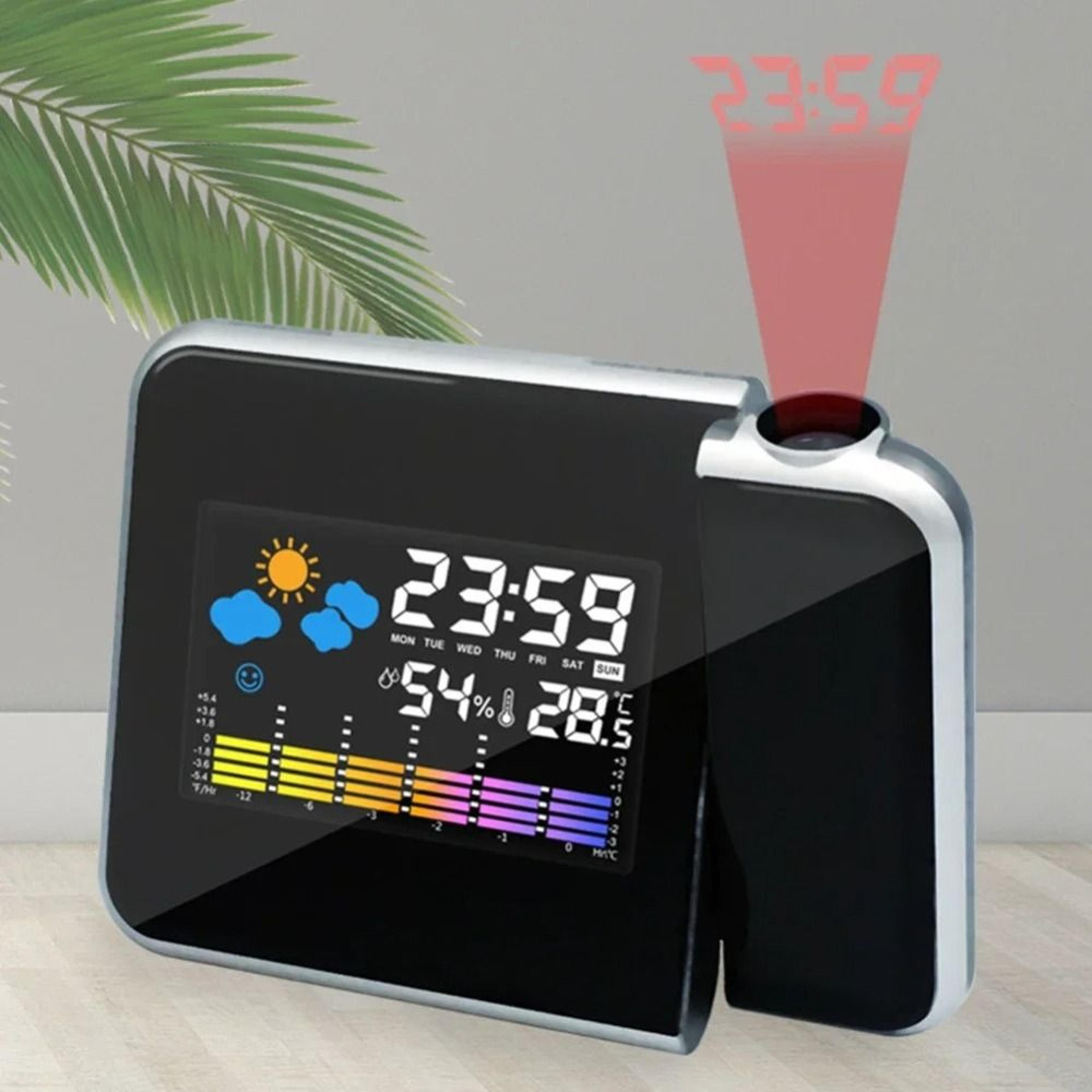 smart projection alarm clock led digital clock with weather station temperature display for bedroom desk