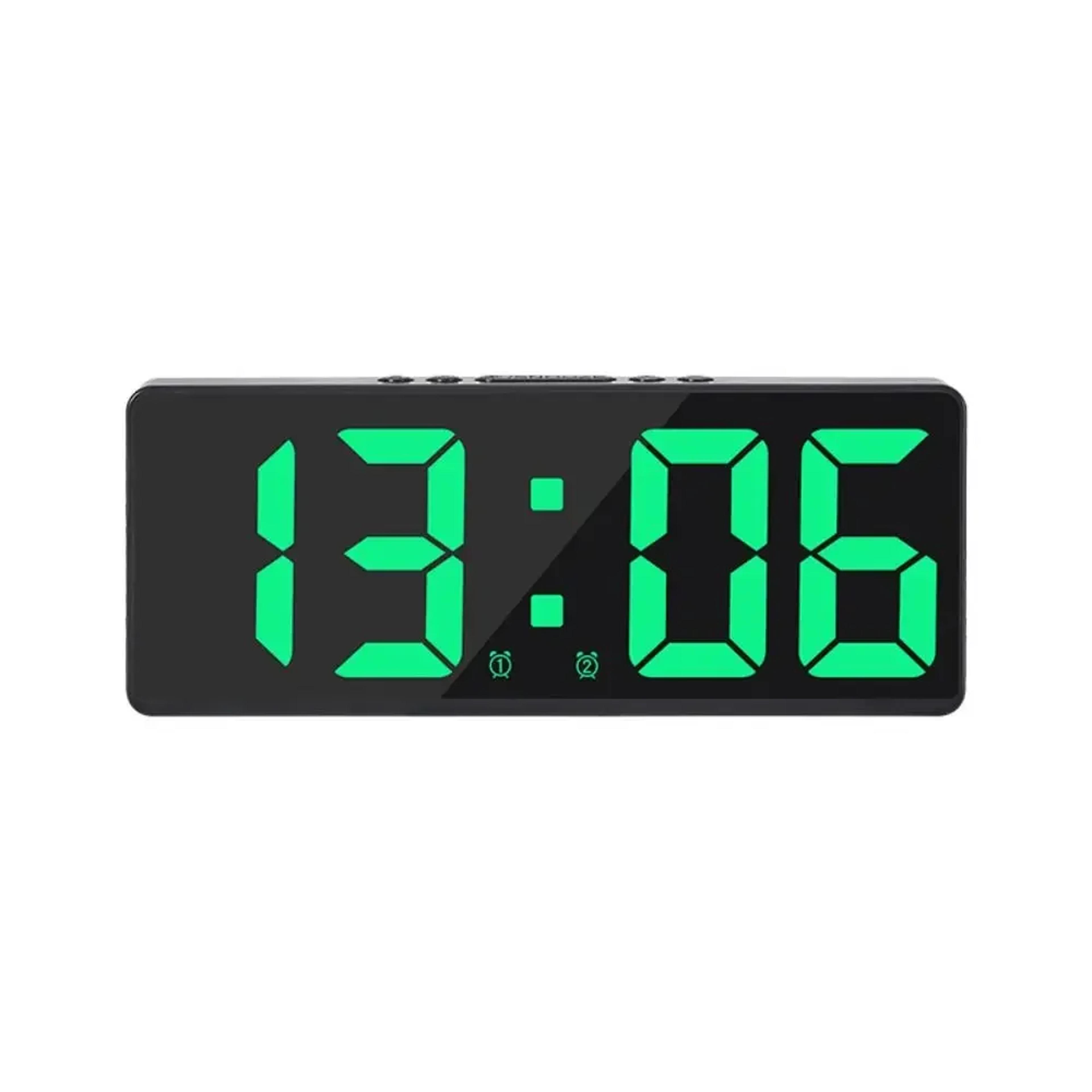 large display led digital alarm clock with rgb night light, temperature calendar, modern bedroom desk clock