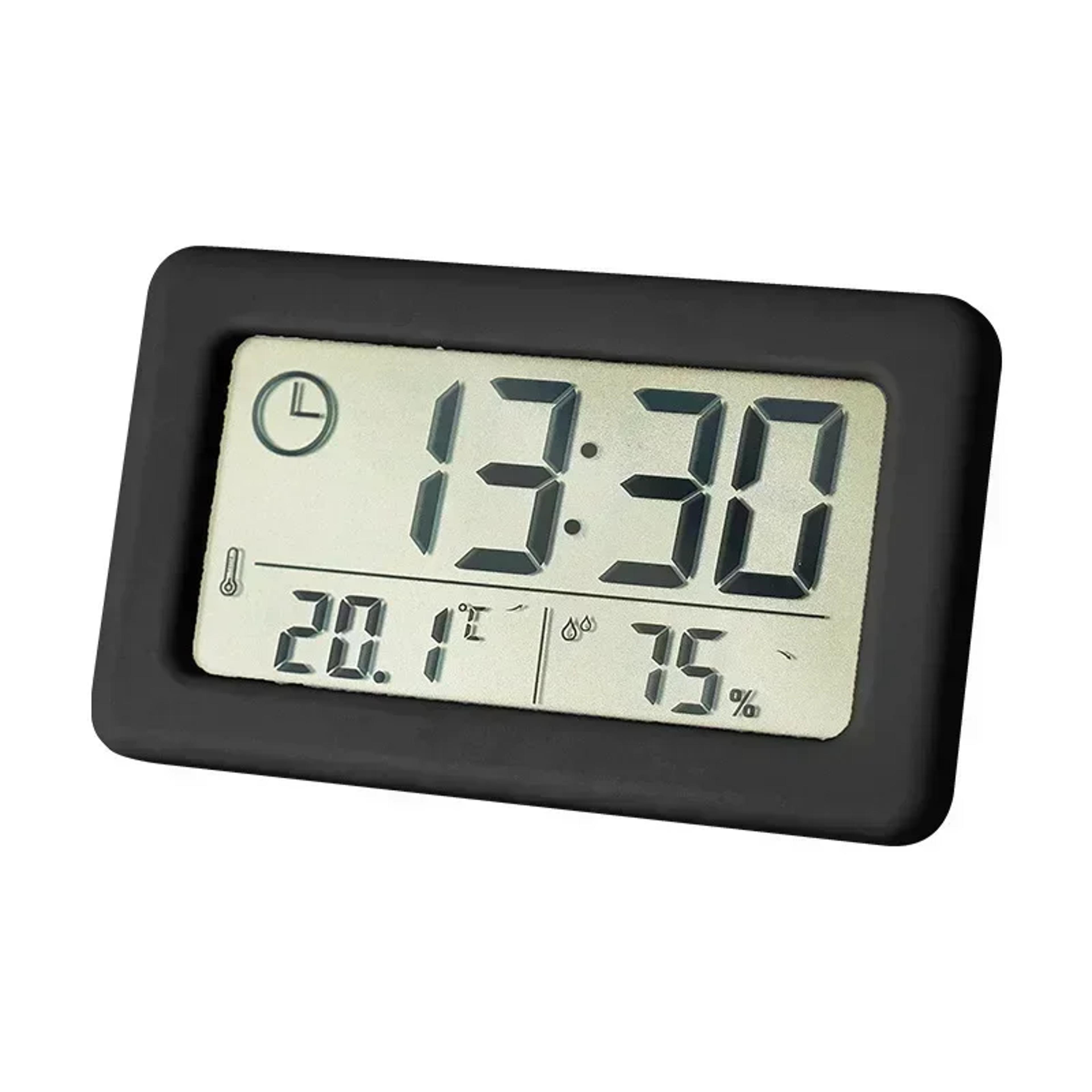 digital alarm clock with lcd thermometer hygrometer indoor temperature monitor for desk or wall