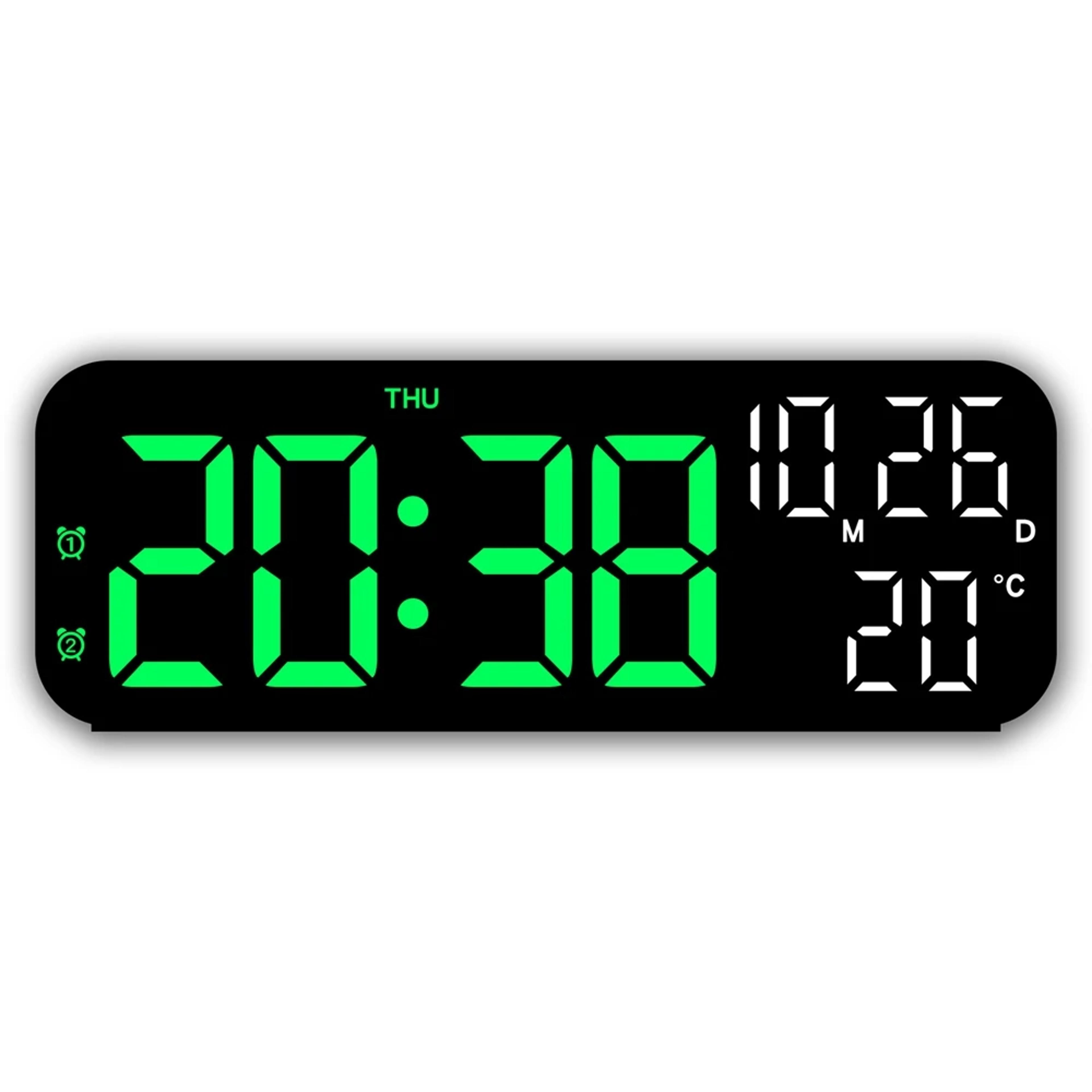 smart digital alarm clock with led display, voice control, temperature and date, bedside desktop clock