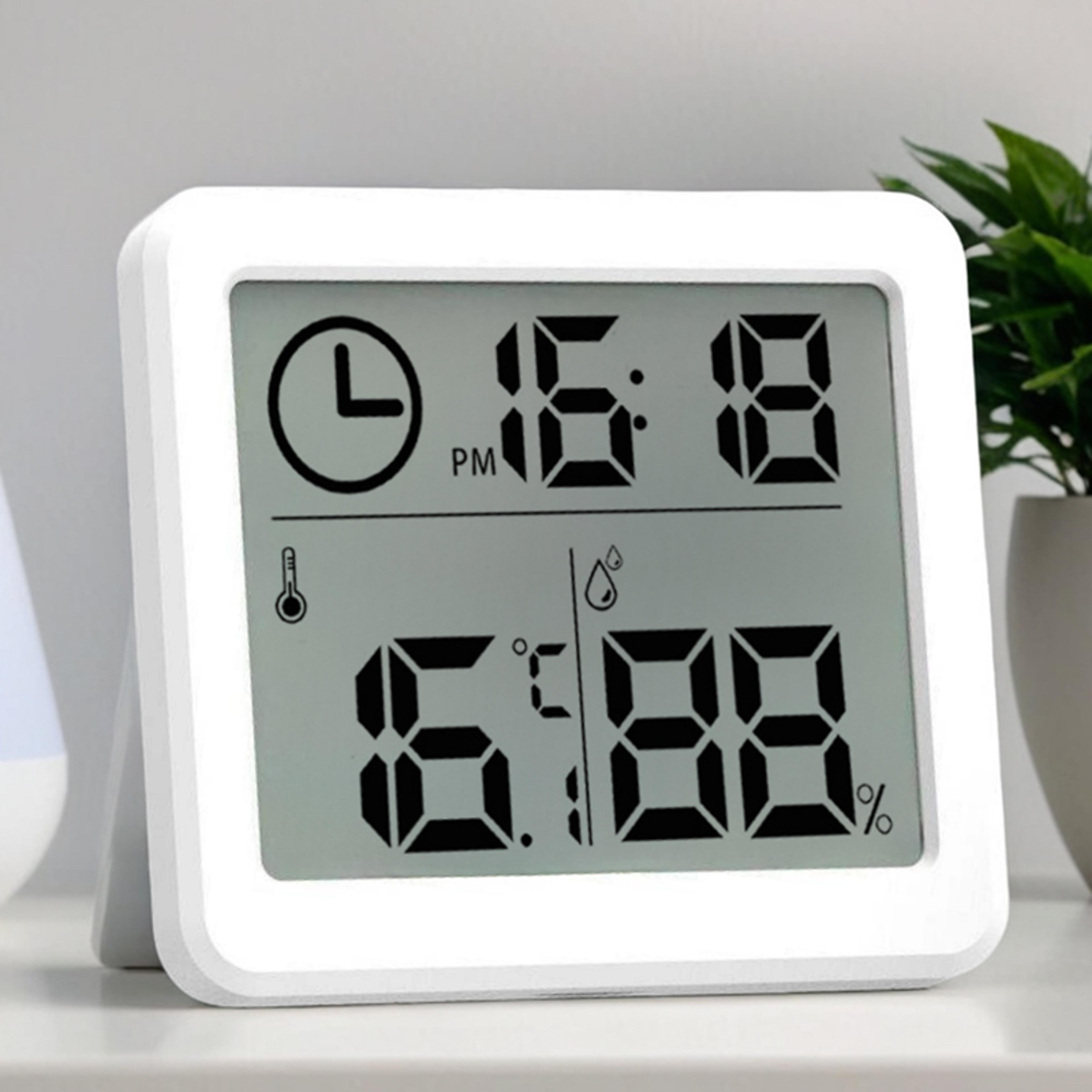 digital clock with temperature humidity display, desk wall clock, indoor thermometer hygrometer for home office