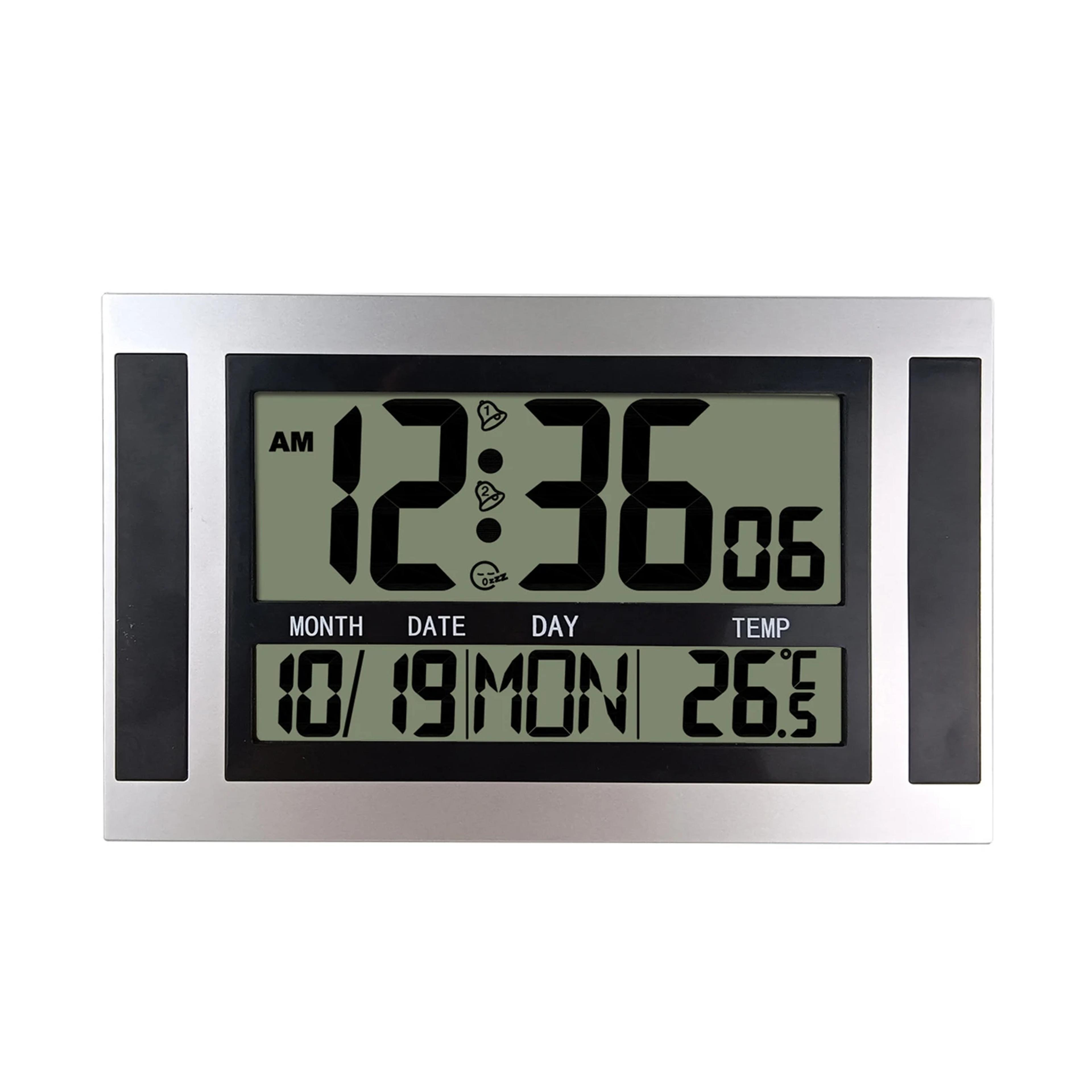 modern digital alarm clock lcd wall and desk clock with temperature calendar display for home office