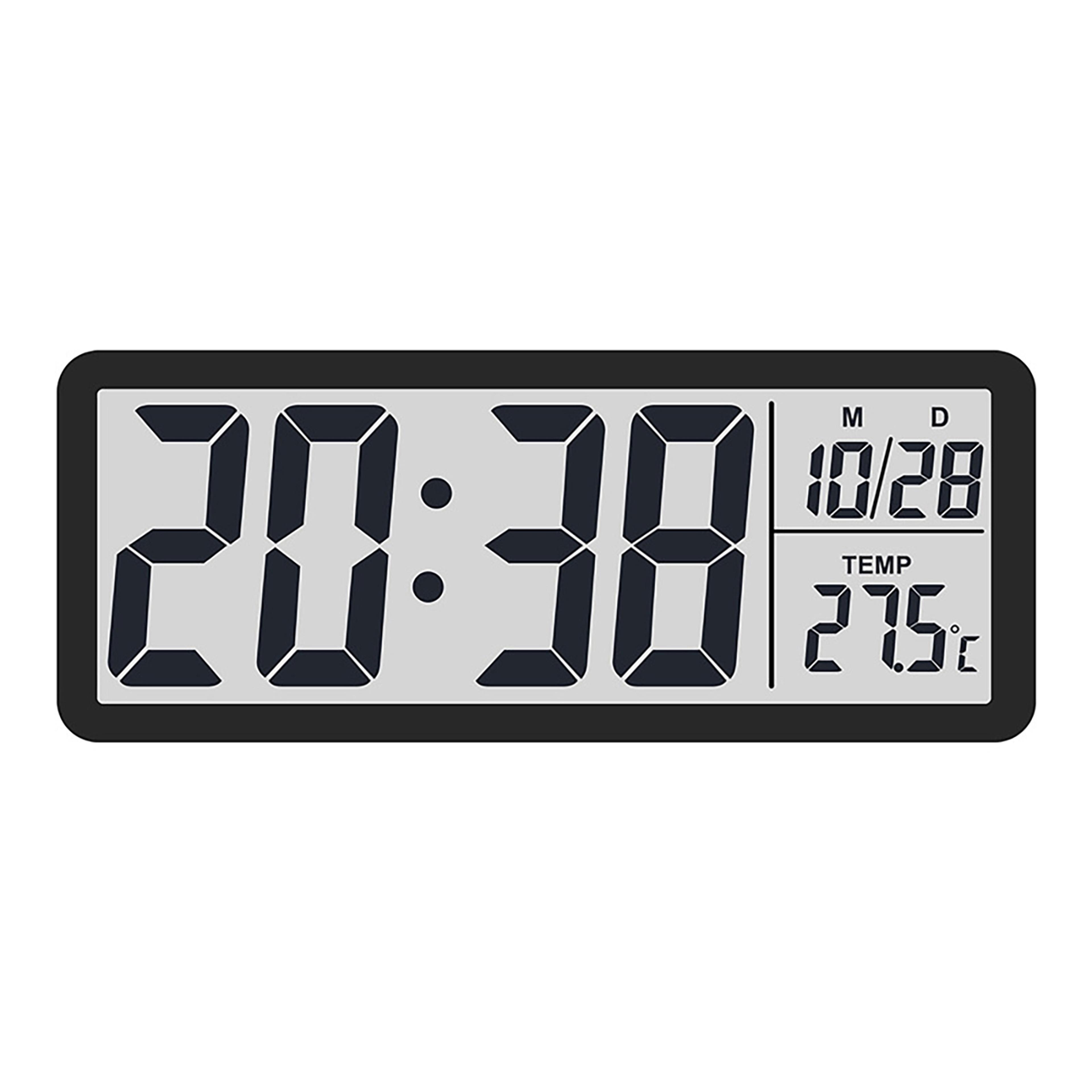 digital wall clock lcd display, temperature time week calendar, battery powered home clock