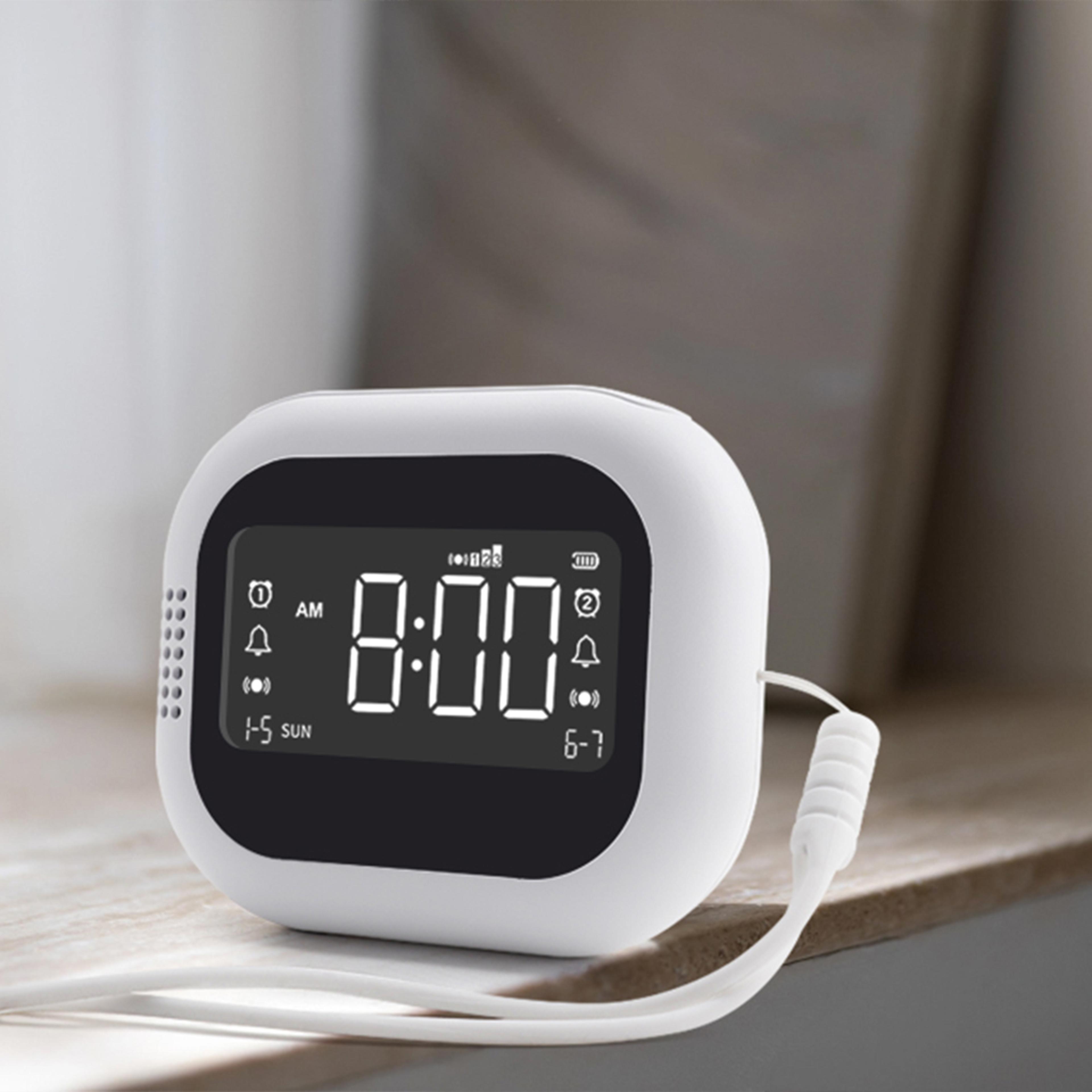 rechargeable alarm clock, led display clock, white noise machine for students