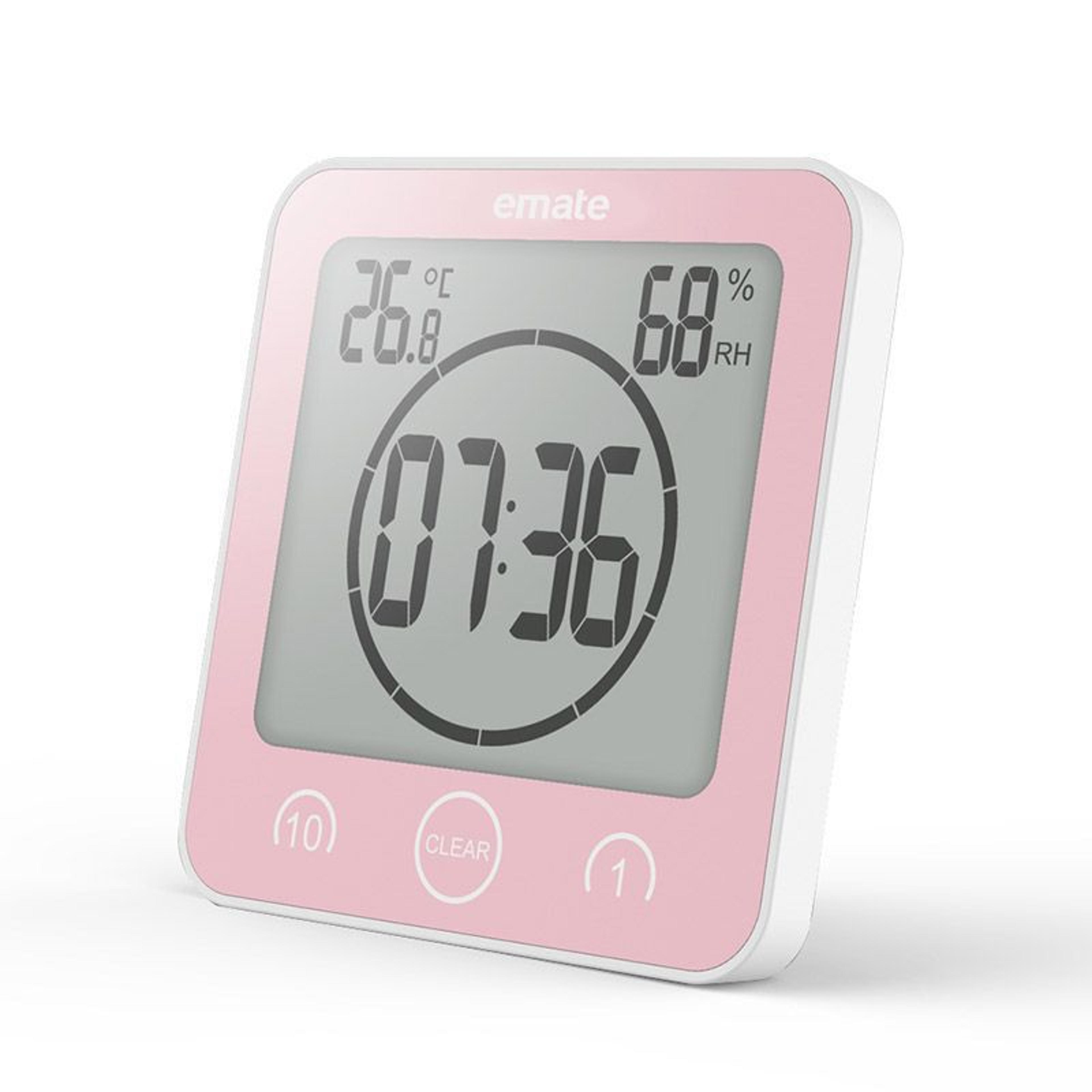 digital bathroom wall clock temperature humidity display shower timer