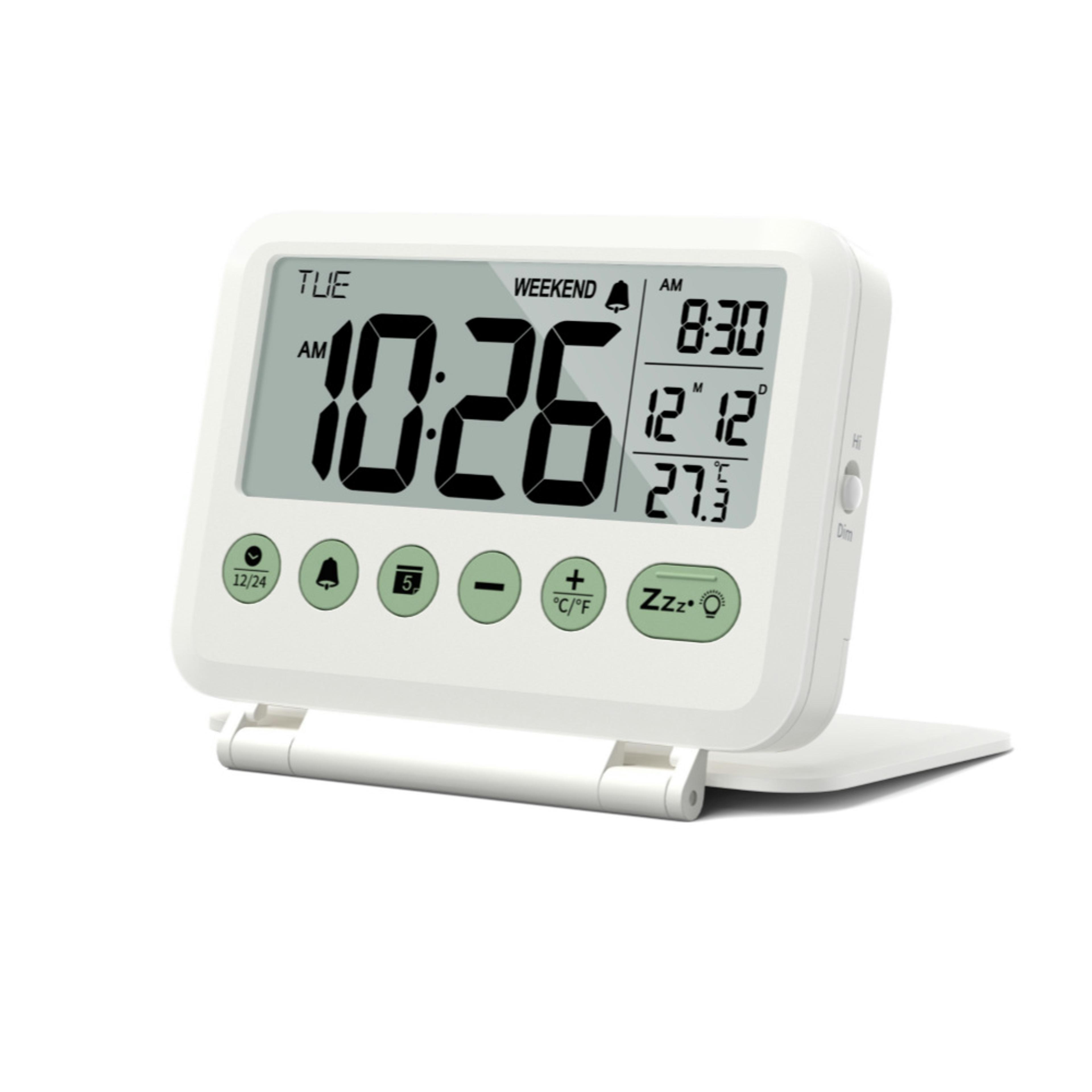 digital lcd travel alarm clock thermometer calendar portable folding desk clock