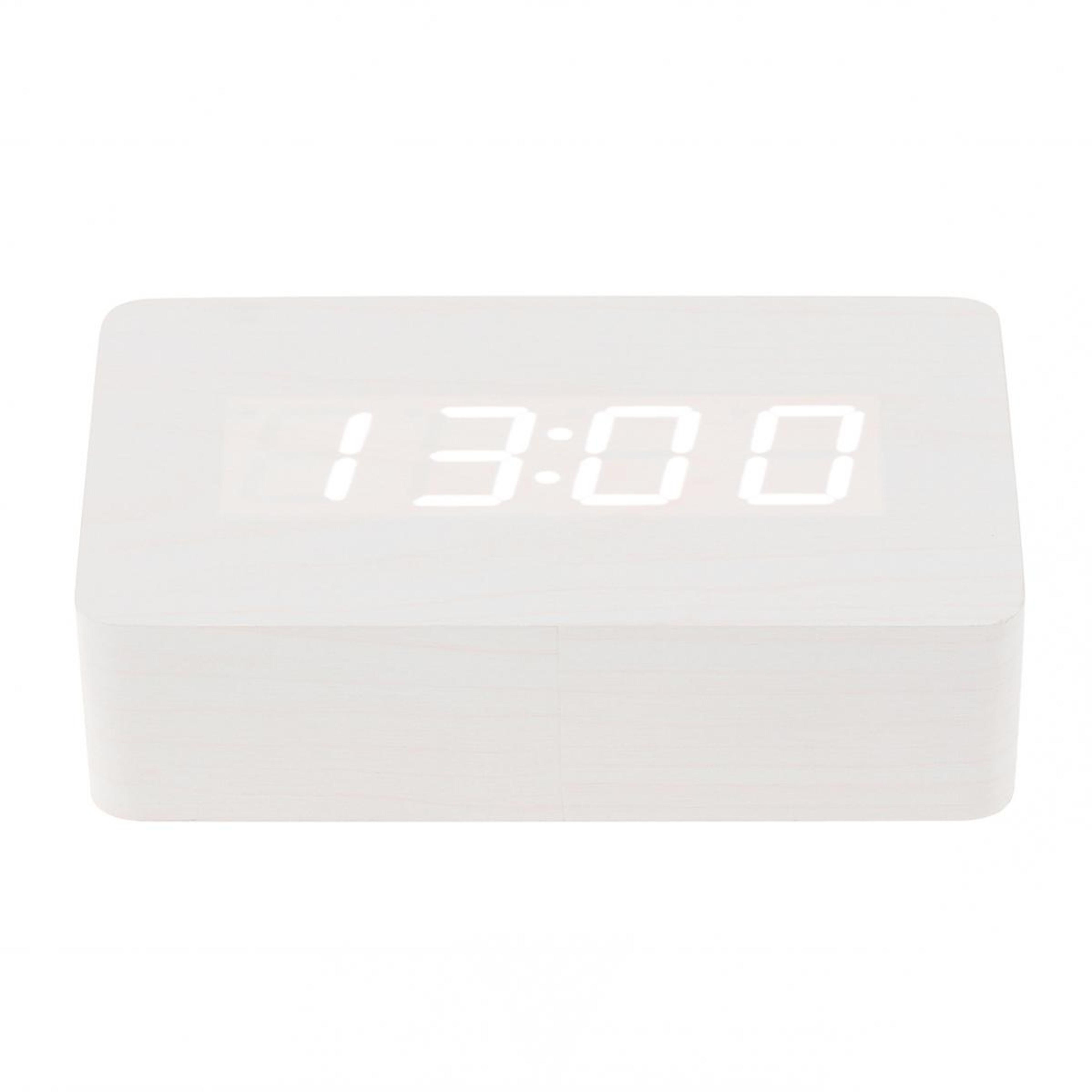 digital alarm clock wooden desk clock led display voice control bamboo table clock