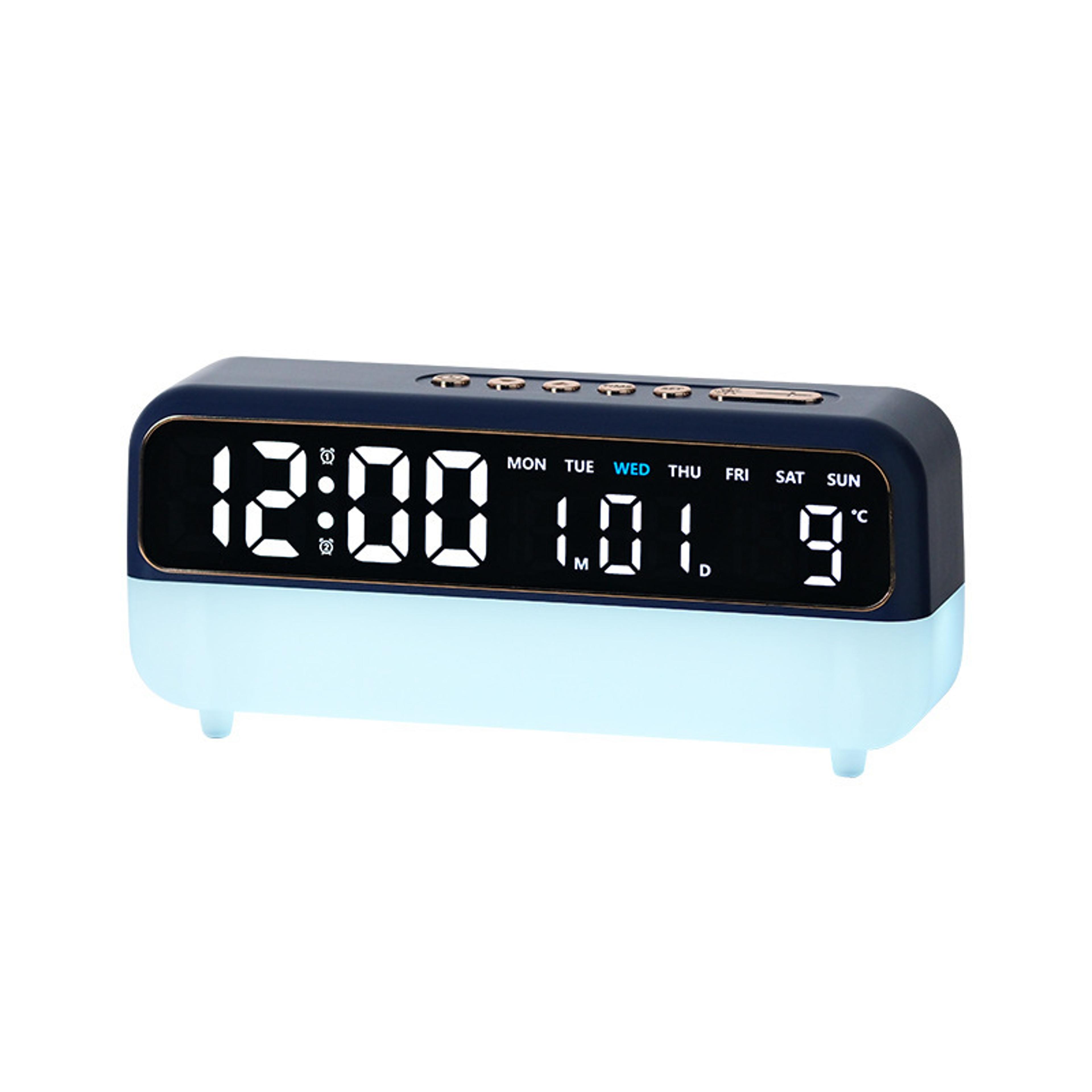 led digital alarm clock with voice control, temperature display, adjustable brightness desk clock