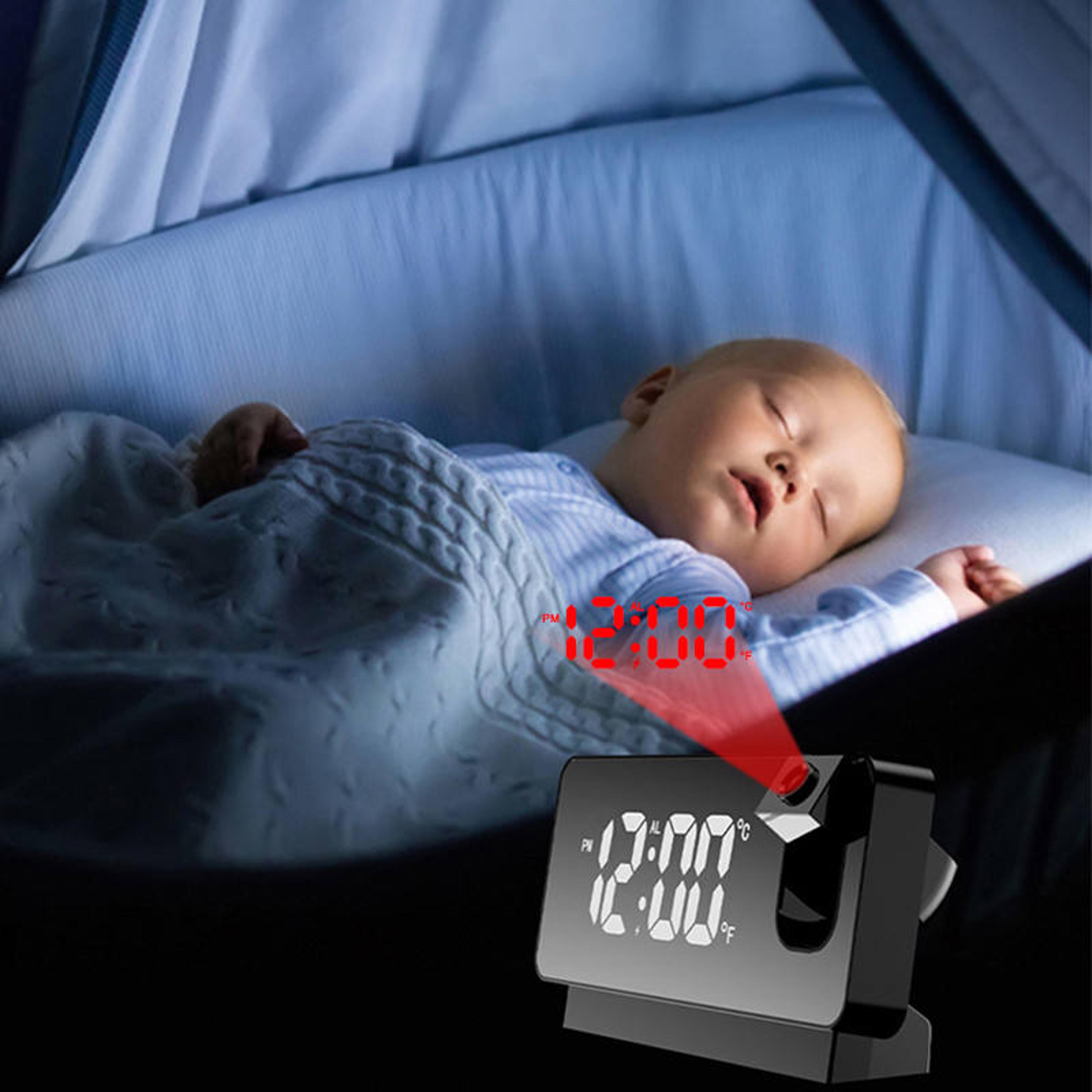 projection alarm clock with led digital display rechargeable bedside clock ceiling projection temperature display