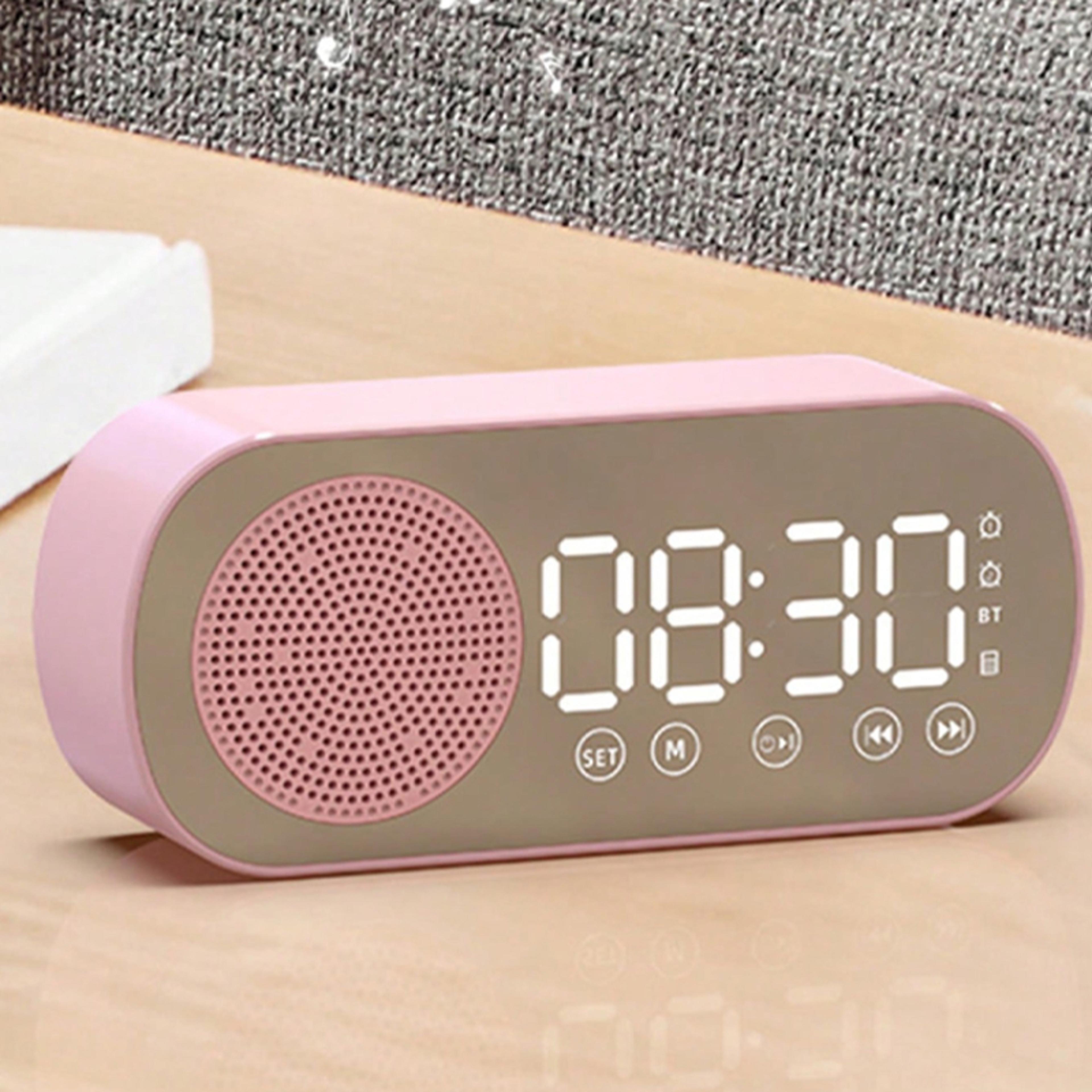 smart bluetooth alarm clock wireless bluetooth speaker led digital clock with subwoofer and music player