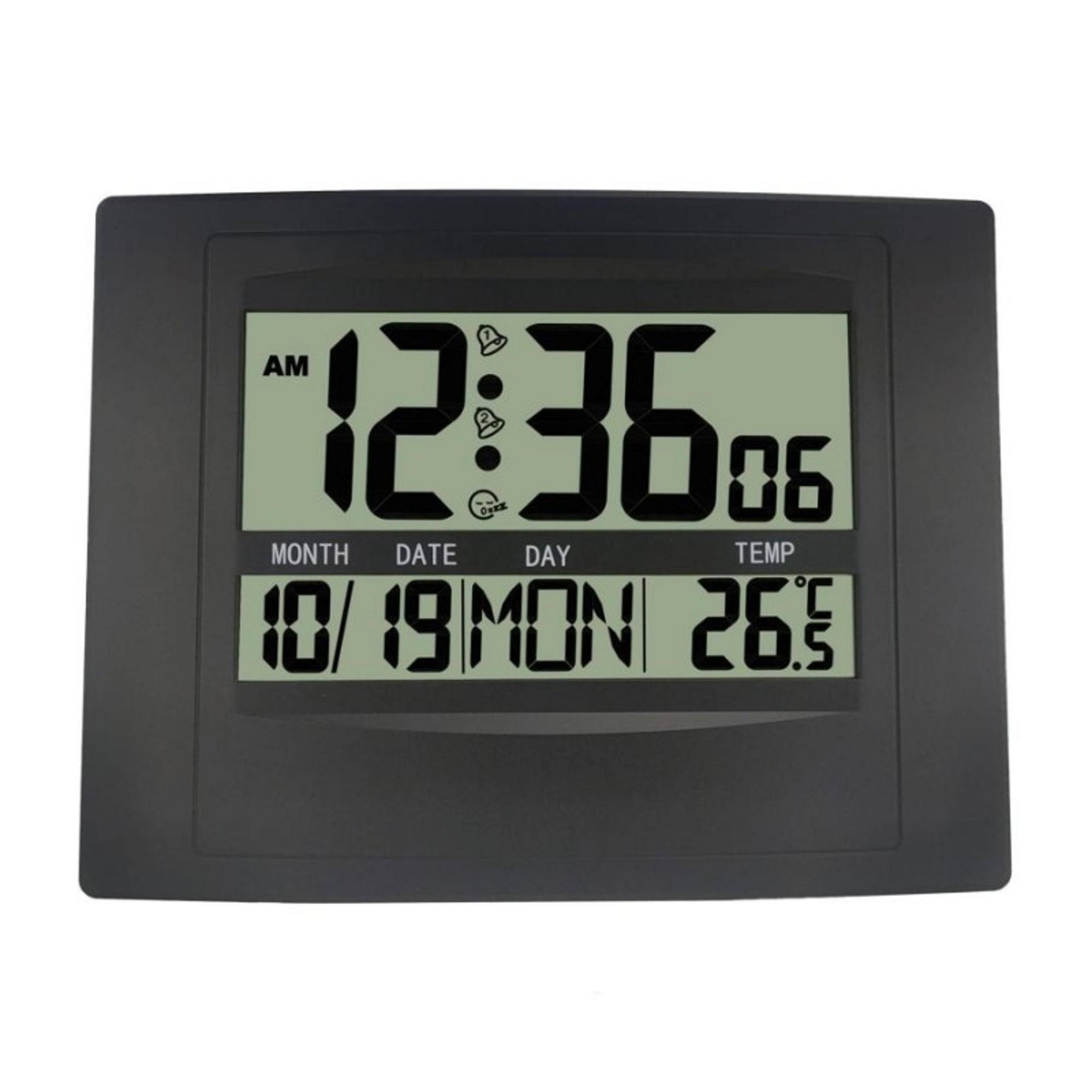 large digital wall clock with date temperature display dual alarm battery powered electronic alarm clock