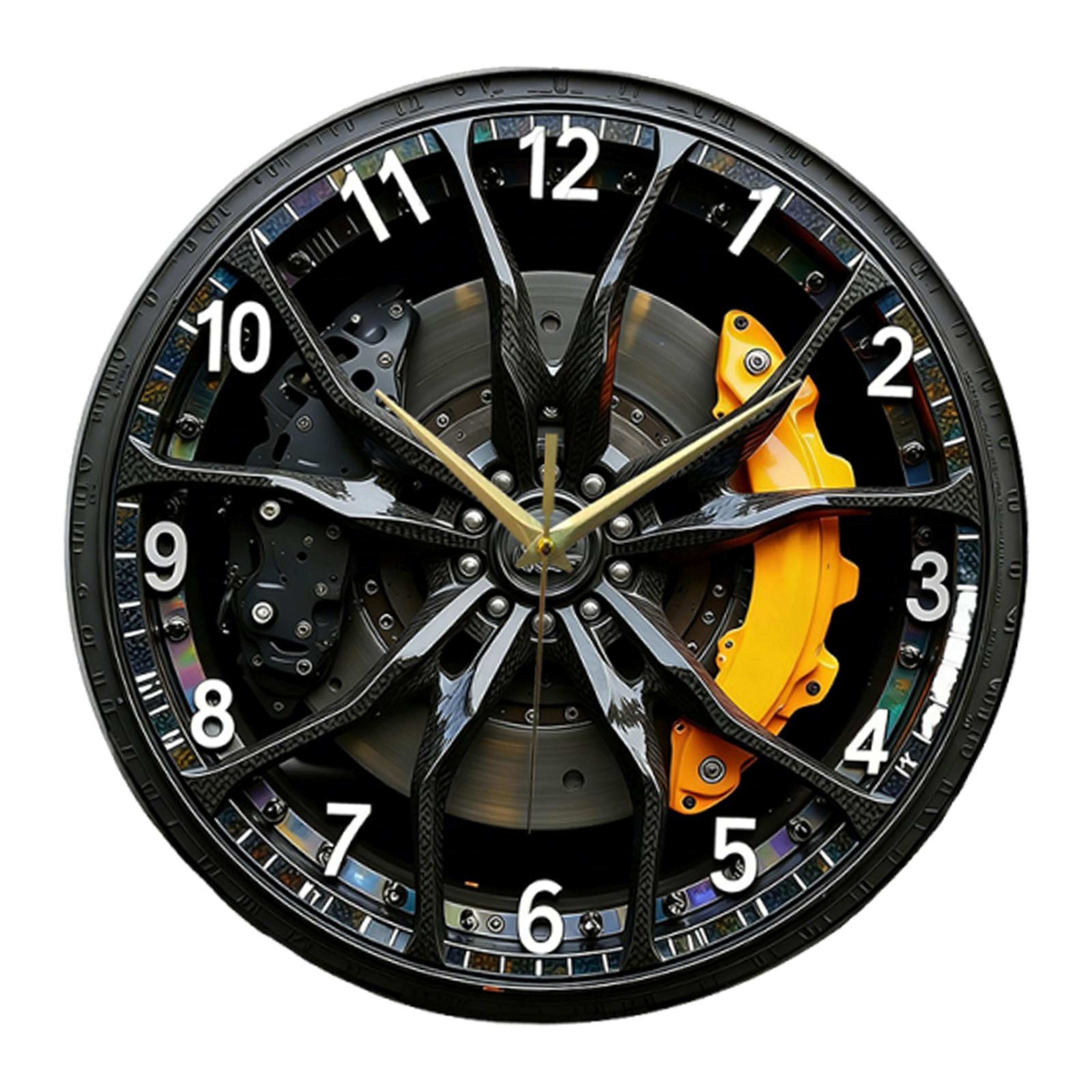 car wheel wall clock silent acrylic automotive wall decor for garage home office